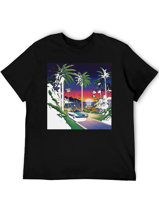 Sunset Drive Graphic Tee - Vaporwave Style