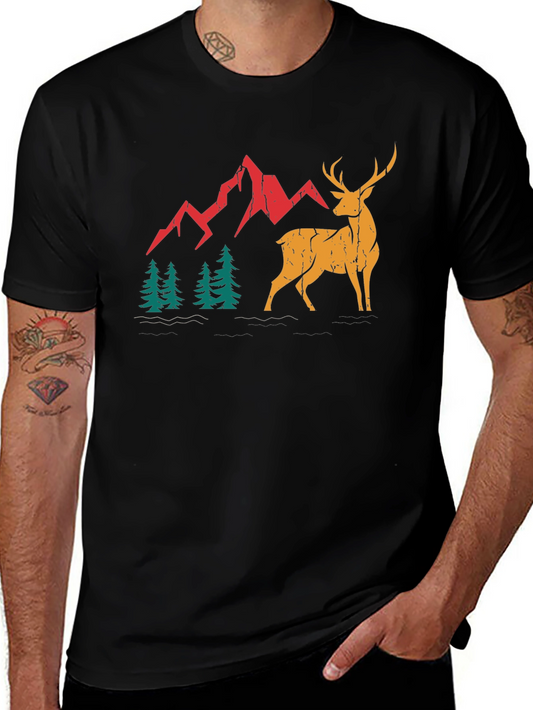 Mountain Deer Graphic Tee - Black