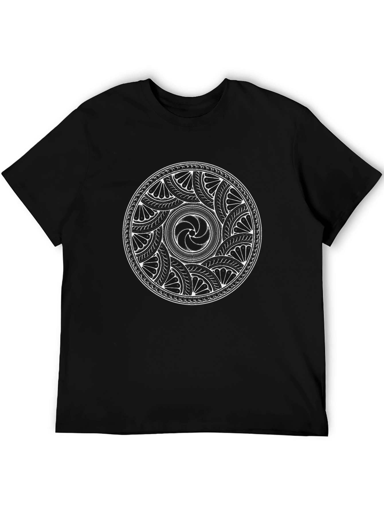 Black T-Shirt with Mandala Style Print