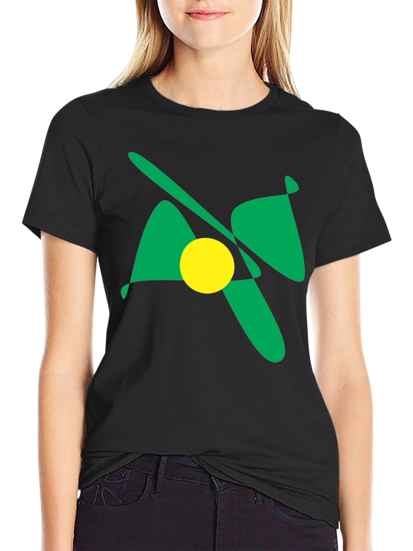 Abstract Graphic Tee - Bold Green & Yellow Design