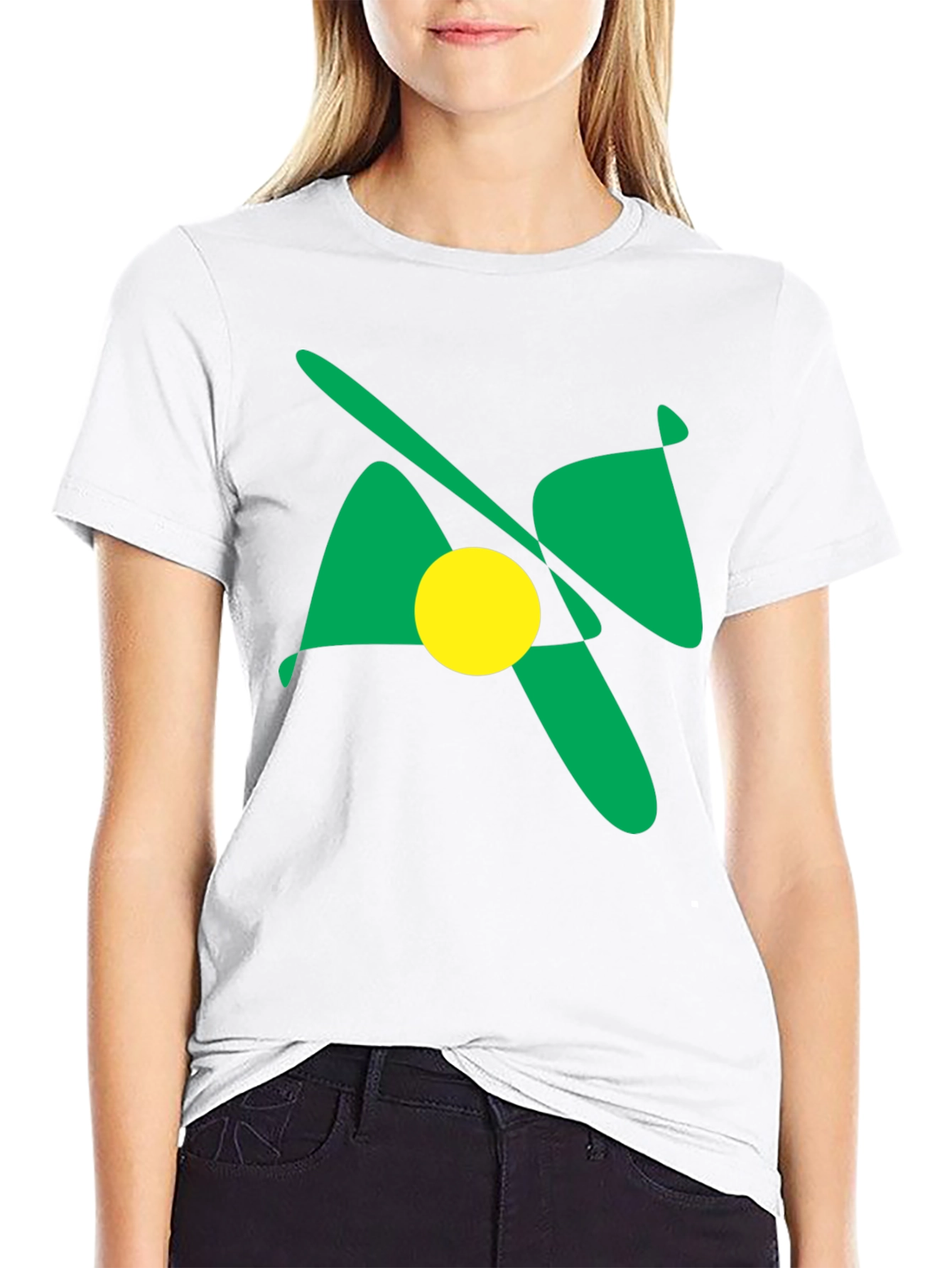 Abstract Graphic Tee - Bold Green & Yellow Design