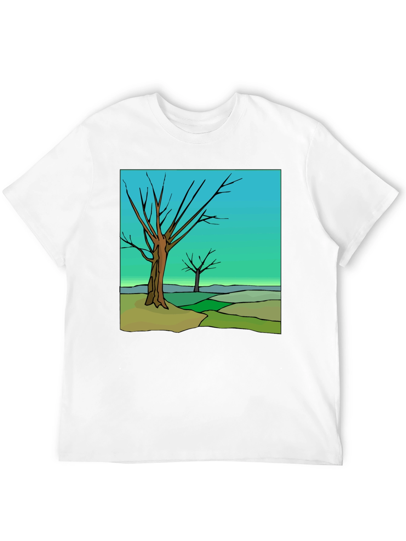 Abstract Tree Graphic Black T-Shirt