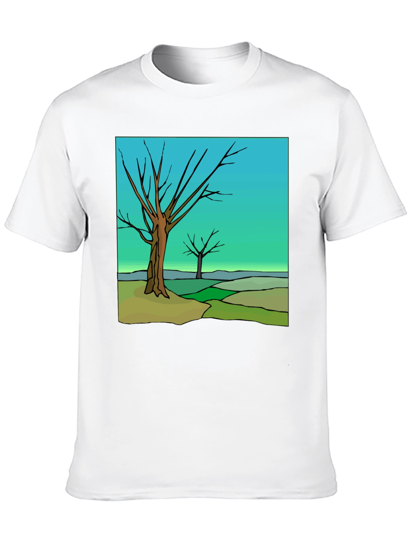 Abstract Tree Graphic Black T-Shirt