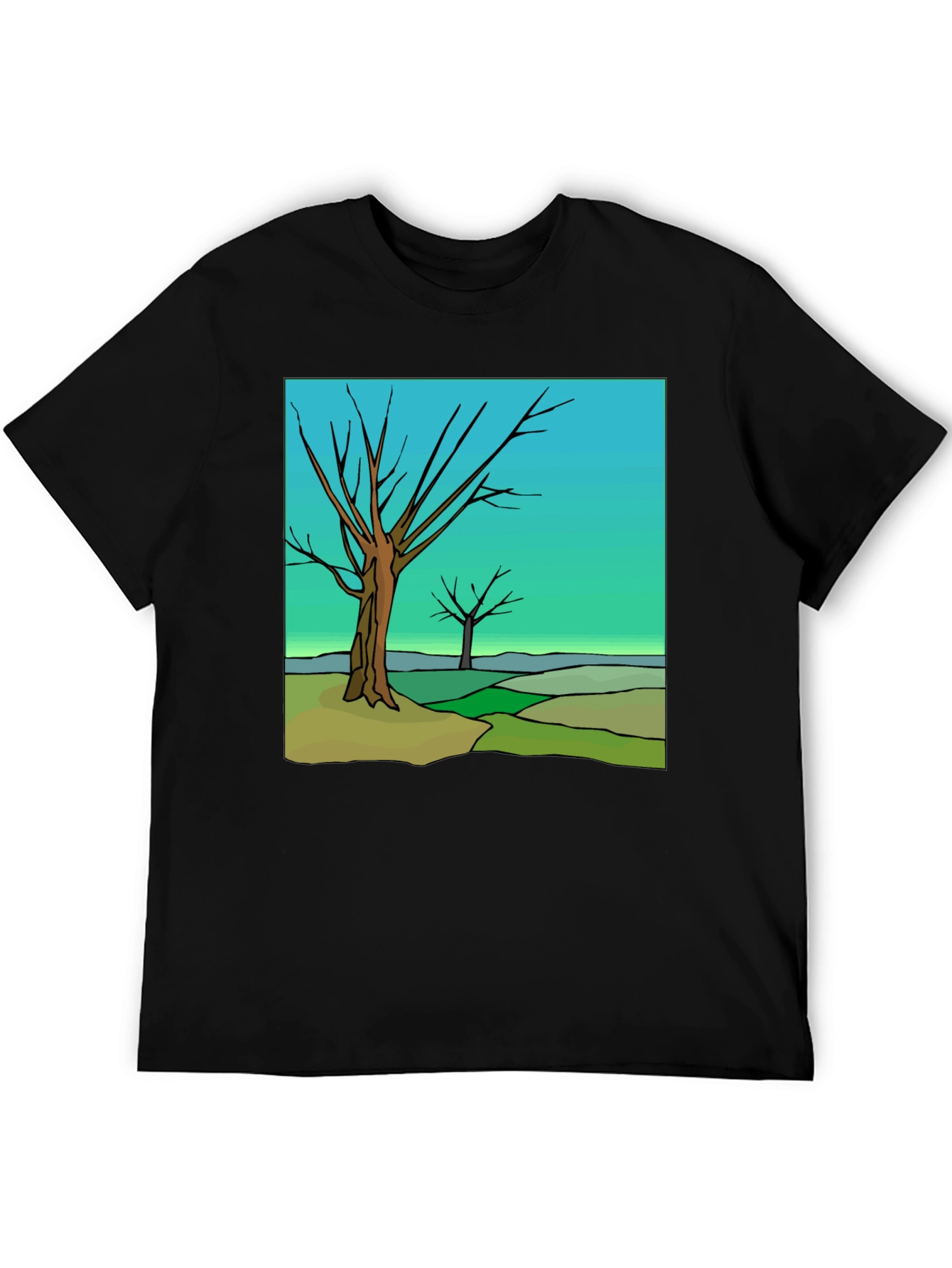 Abstract Tree Graphic Black T-Shirt