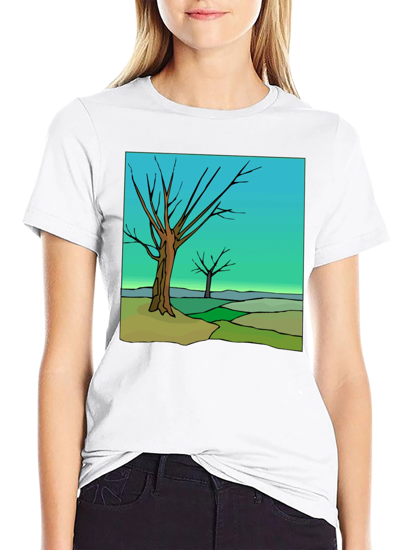 Abstract Tree Graphic Black T-Shirt