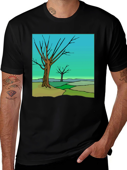 Abstract Tree Graphic Black T-Shirt