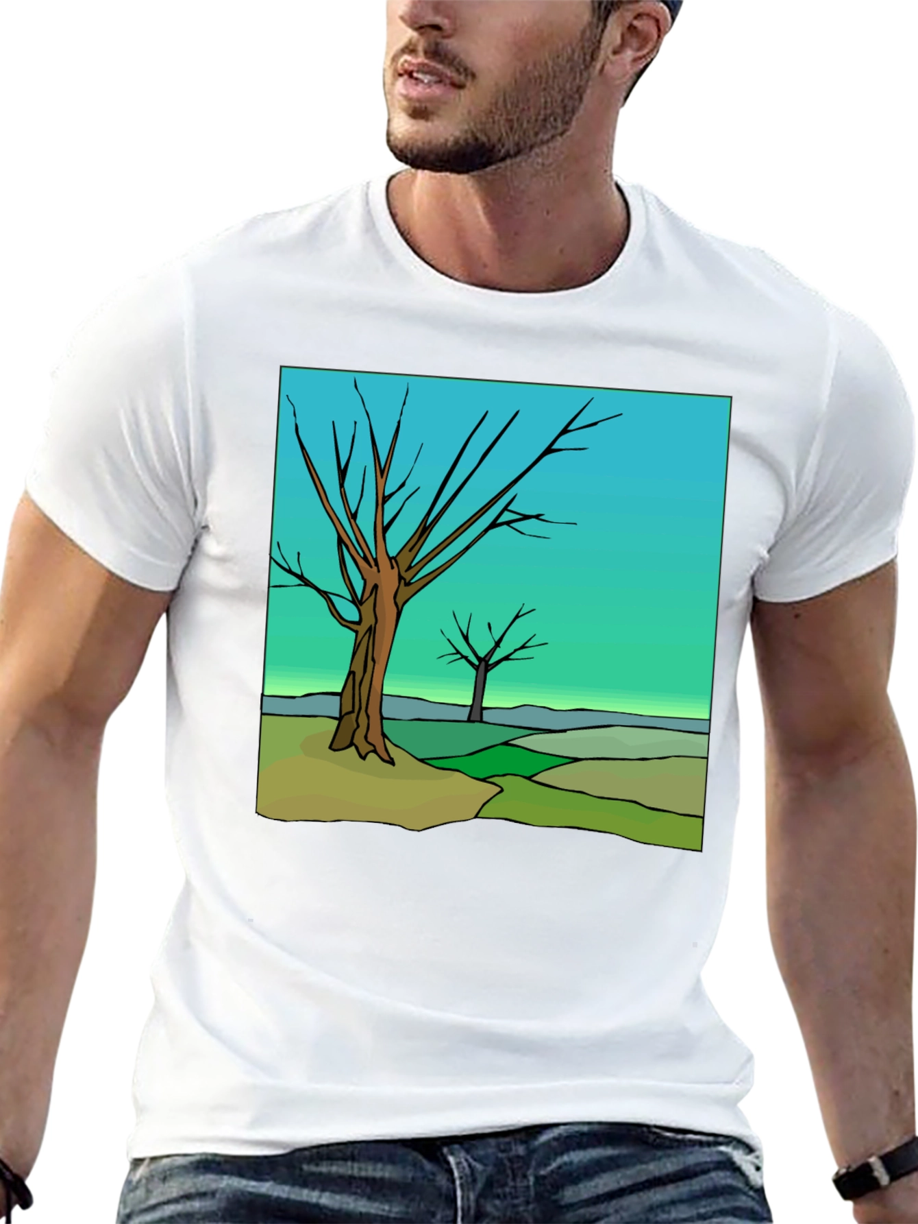 Abstract Tree Graphic Black T-Shirt
