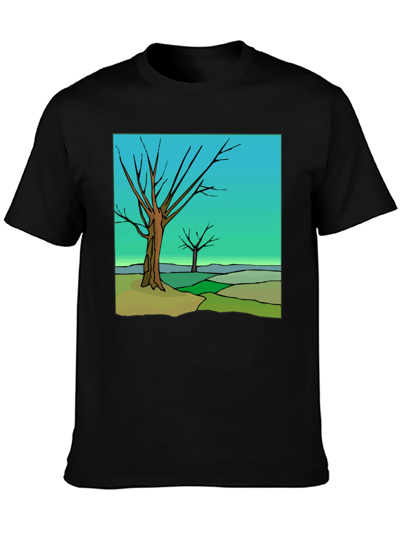 Abstract Tree Graphic Black T-Shirt