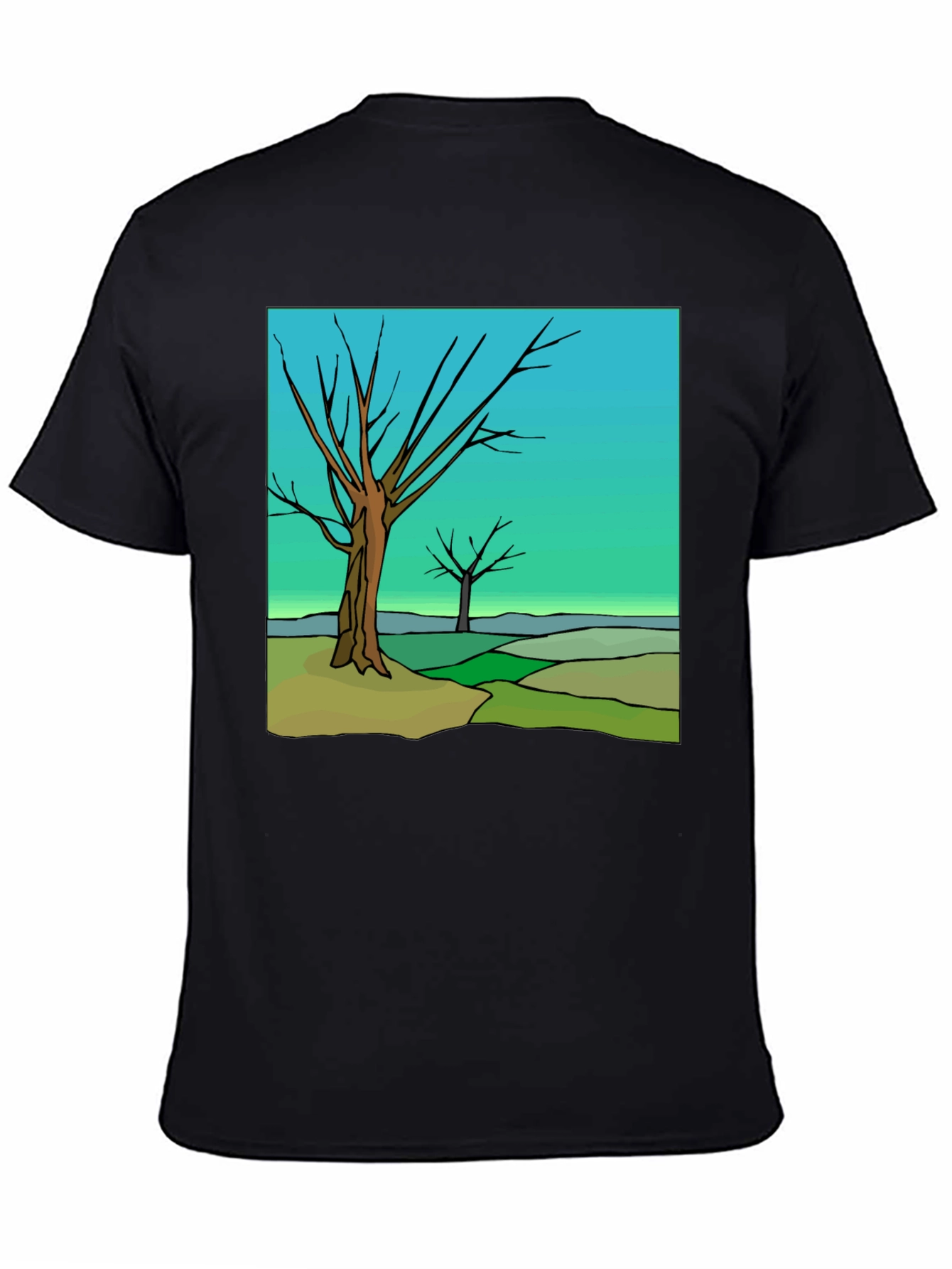 Abstract Tree Graphic Black T-Shirt