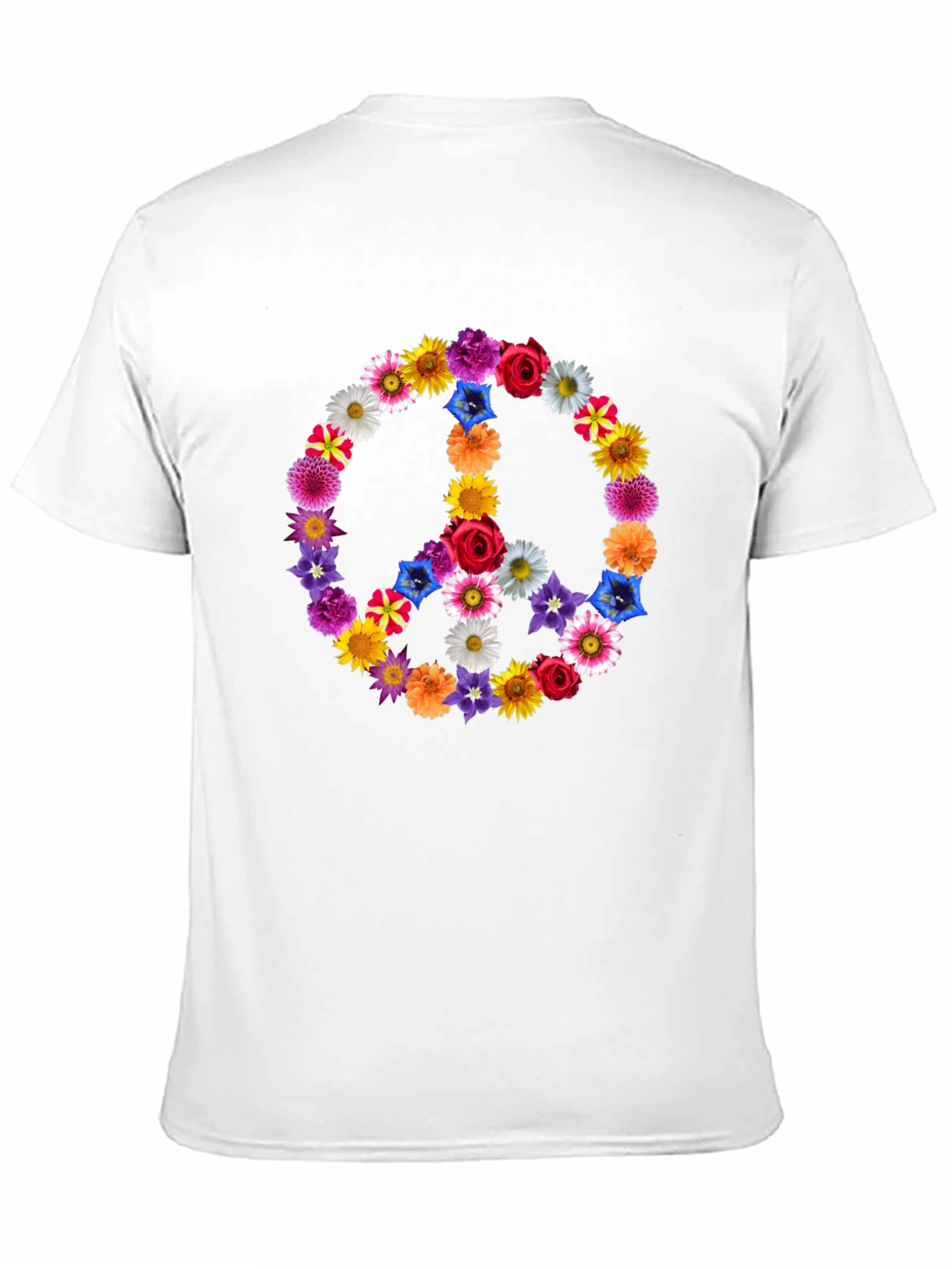Floral Peace Sign Graphic Tee - Black