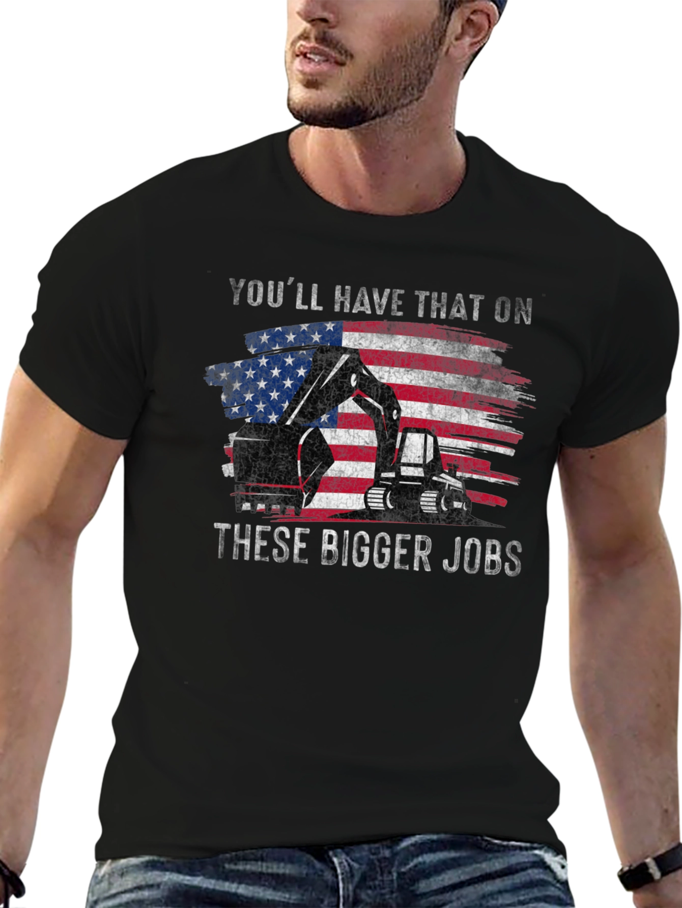 American Flag Heavy Equipment T-Shirt