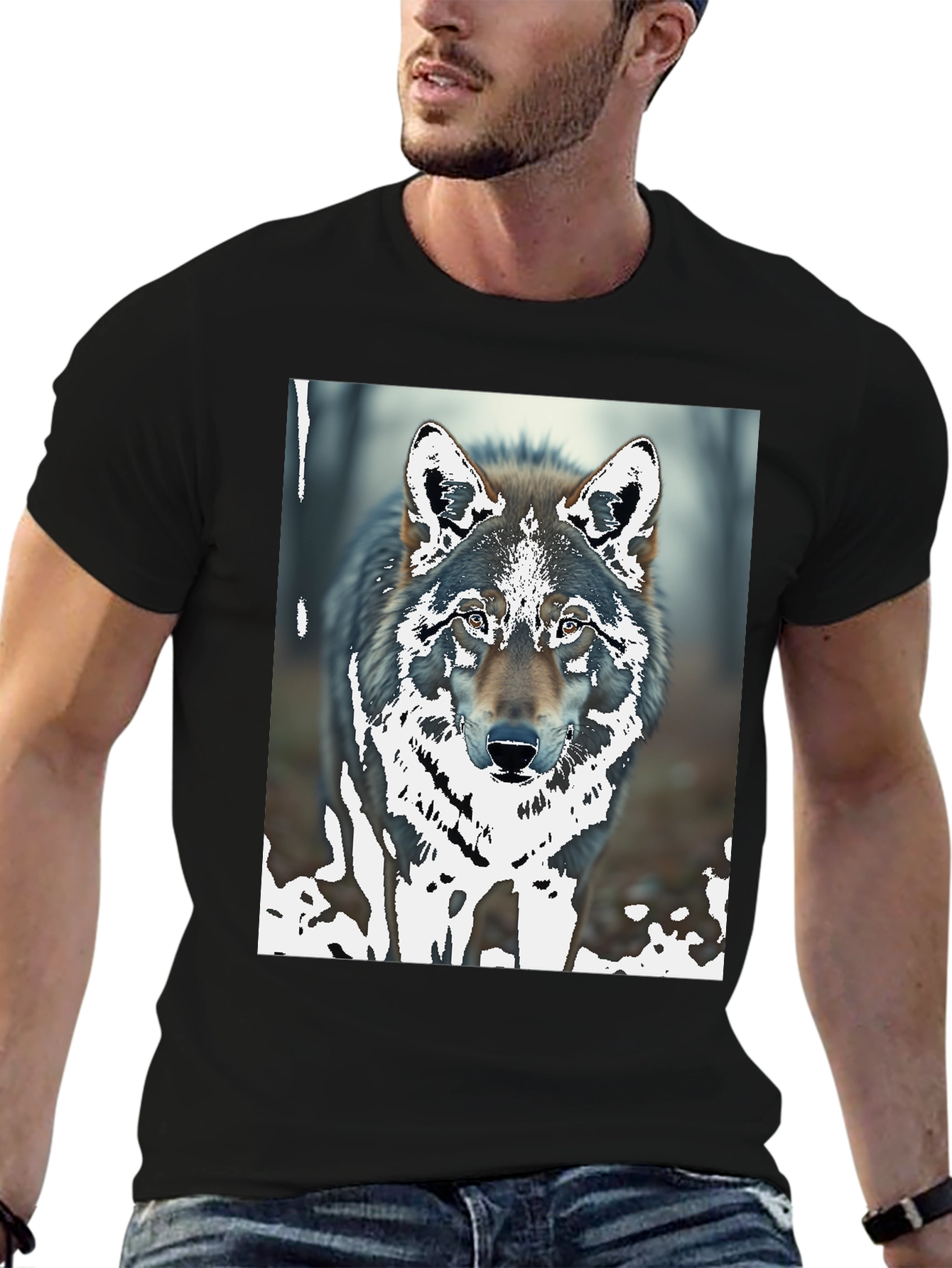 Wolf Graphic Tee - Nature Inspired Black T-Shirt
