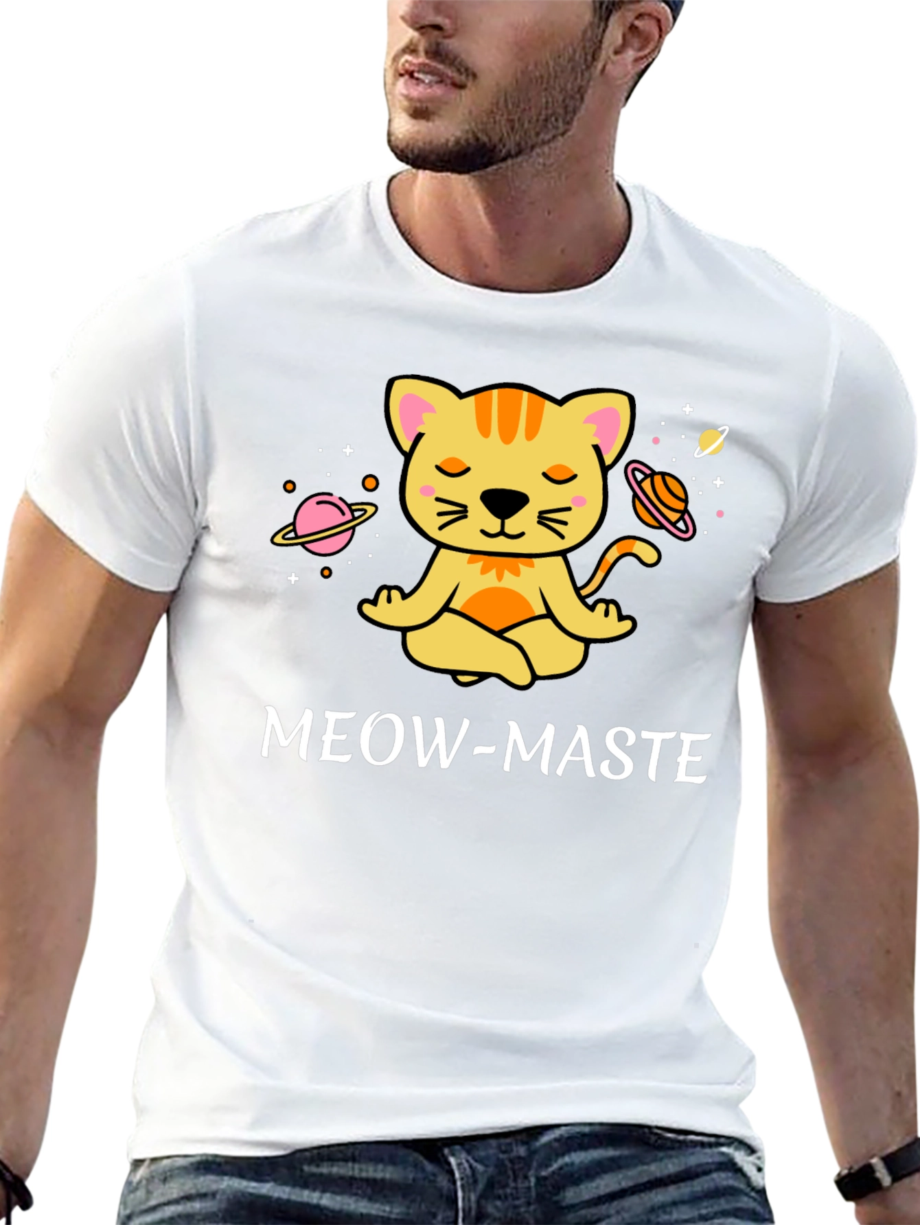 Meow-Maste Cat Meditation T-Shirt Yoga Kitty Tee