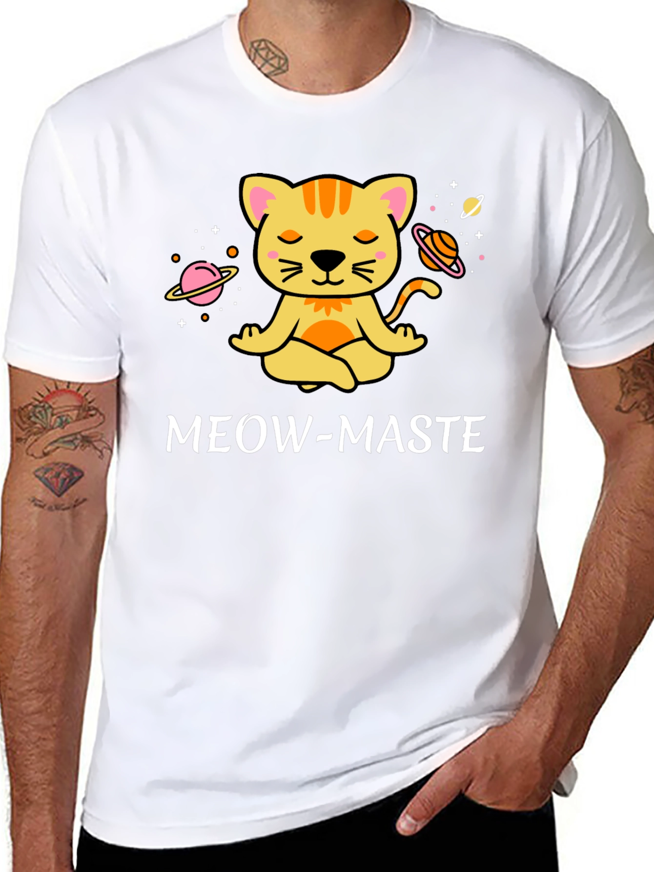 Meow-Maste Cat Meditation T-Shirt Yoga Kitty Tee