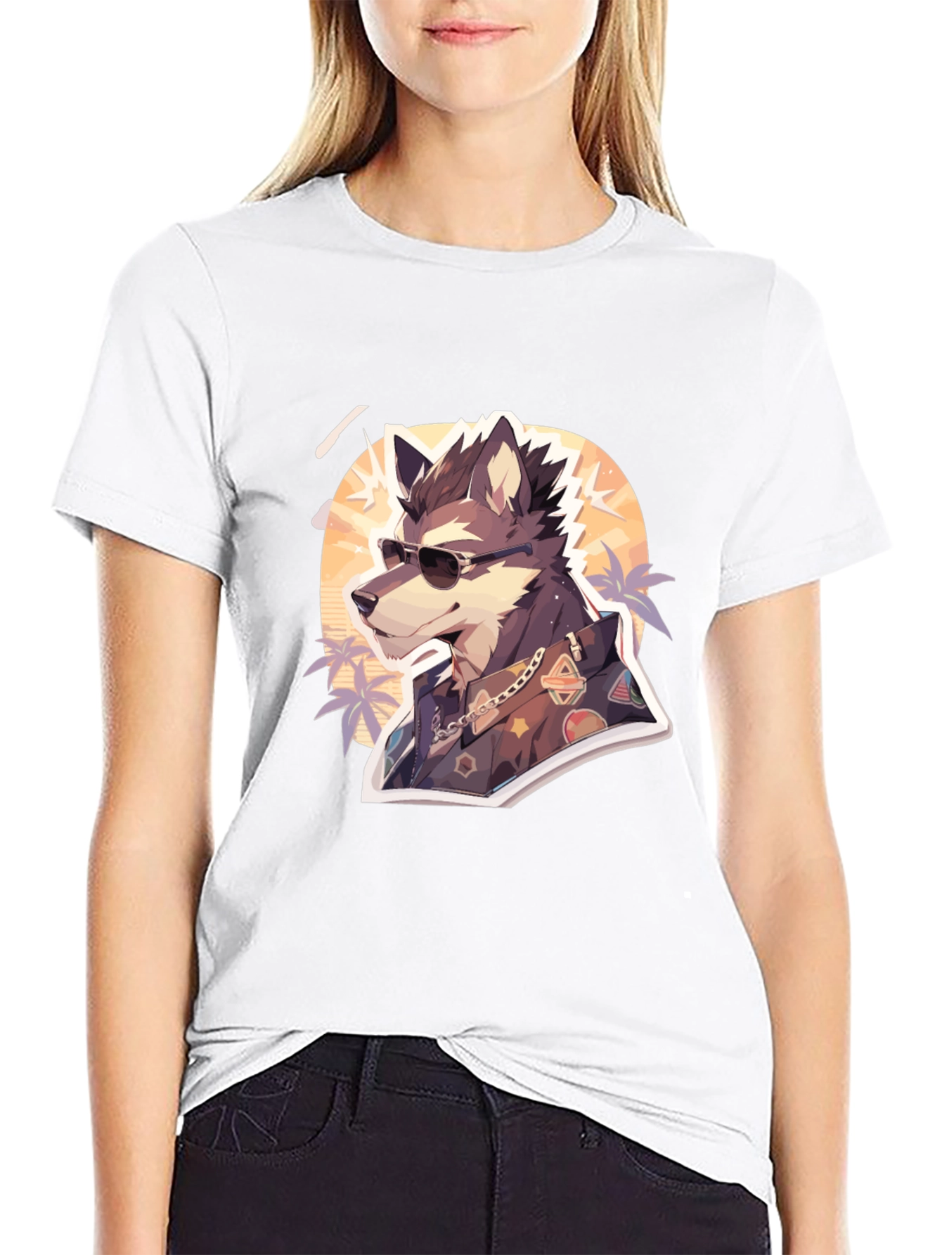 Cool Wolf Graphic Tee - Unique Animal Print