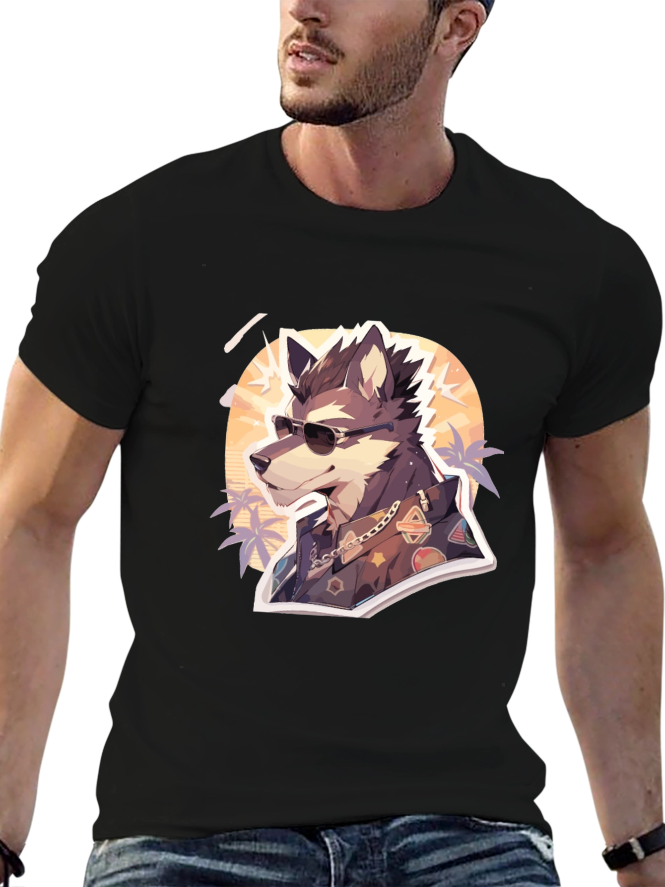 Cool Wolf Graphic Tee - Unique Animal Print