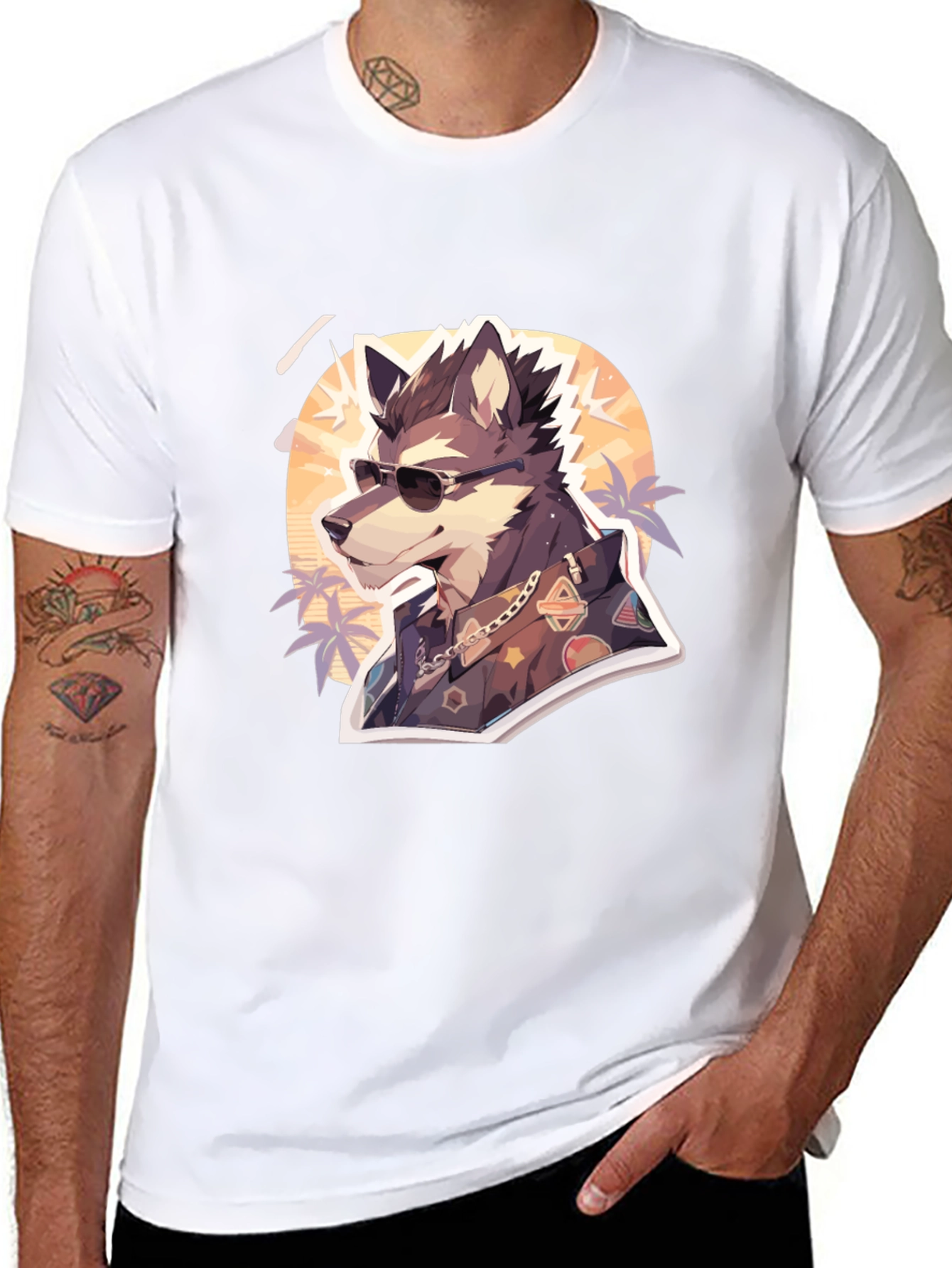 Cool Wolf Graphic Tee - Unique Animal Print