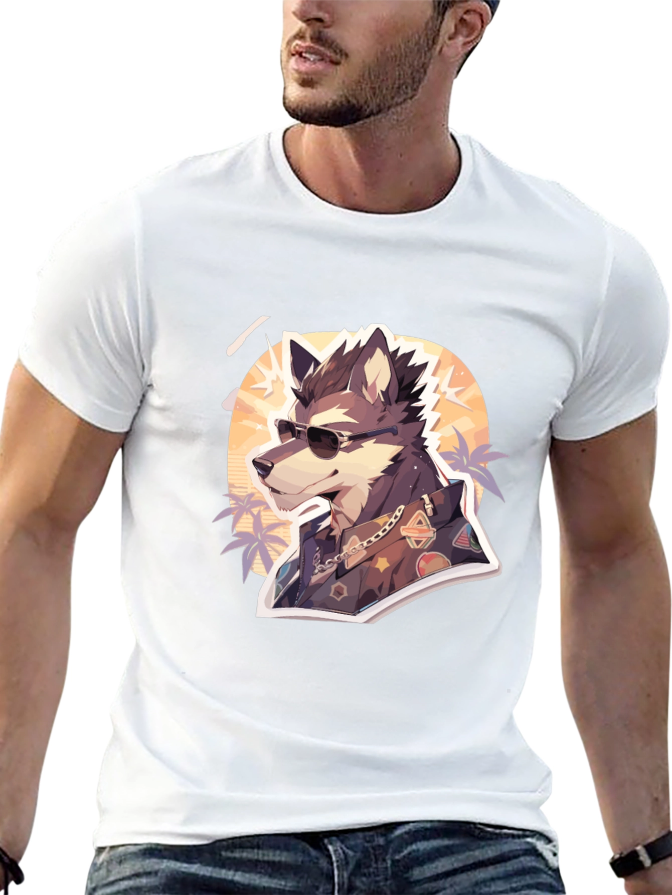 Cool Wolf Graphic Tee - Unique Animal Print