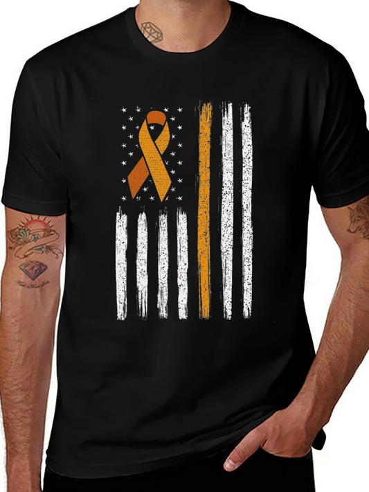 Awareness Ribbon Distressed American Flag T-Shirt