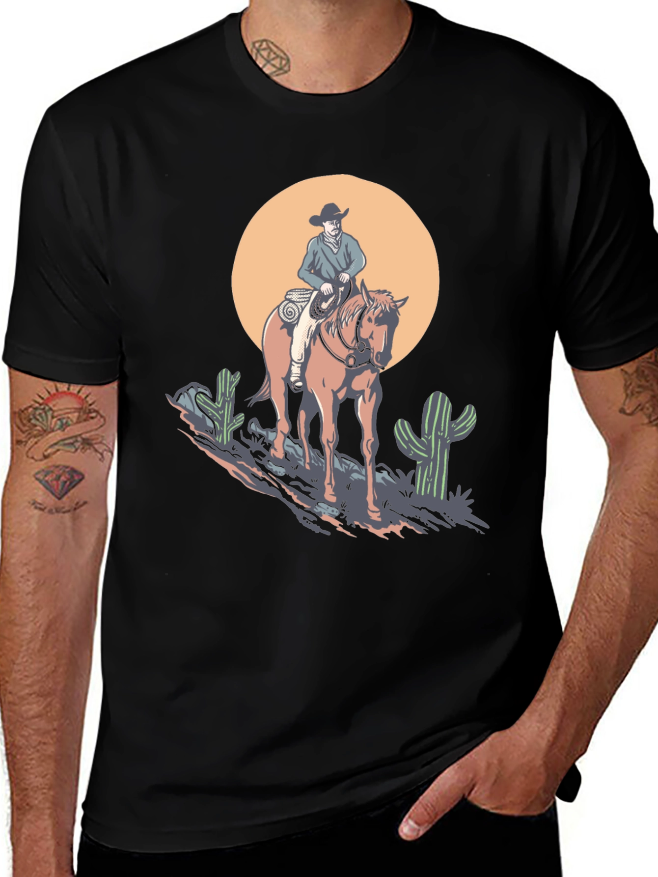 Cowboy Sunset Graphic Tee - Western Style