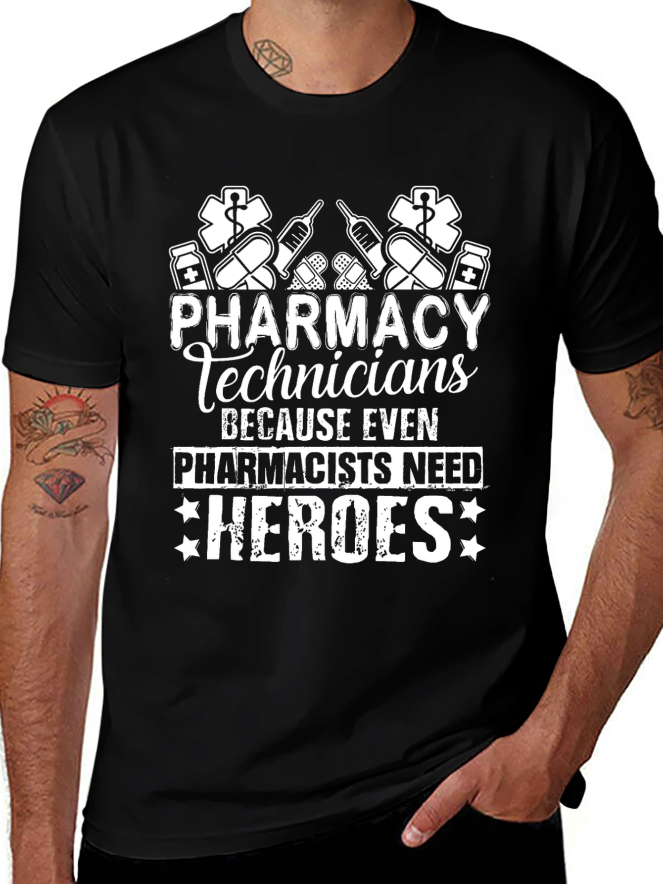 Pharmacy Tech Heroes Graphic Tee - Black
