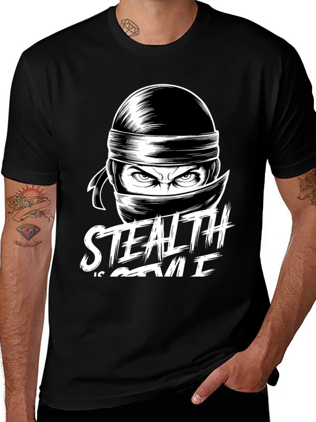 Stealth is Style Ninja Graphic Tee - Black