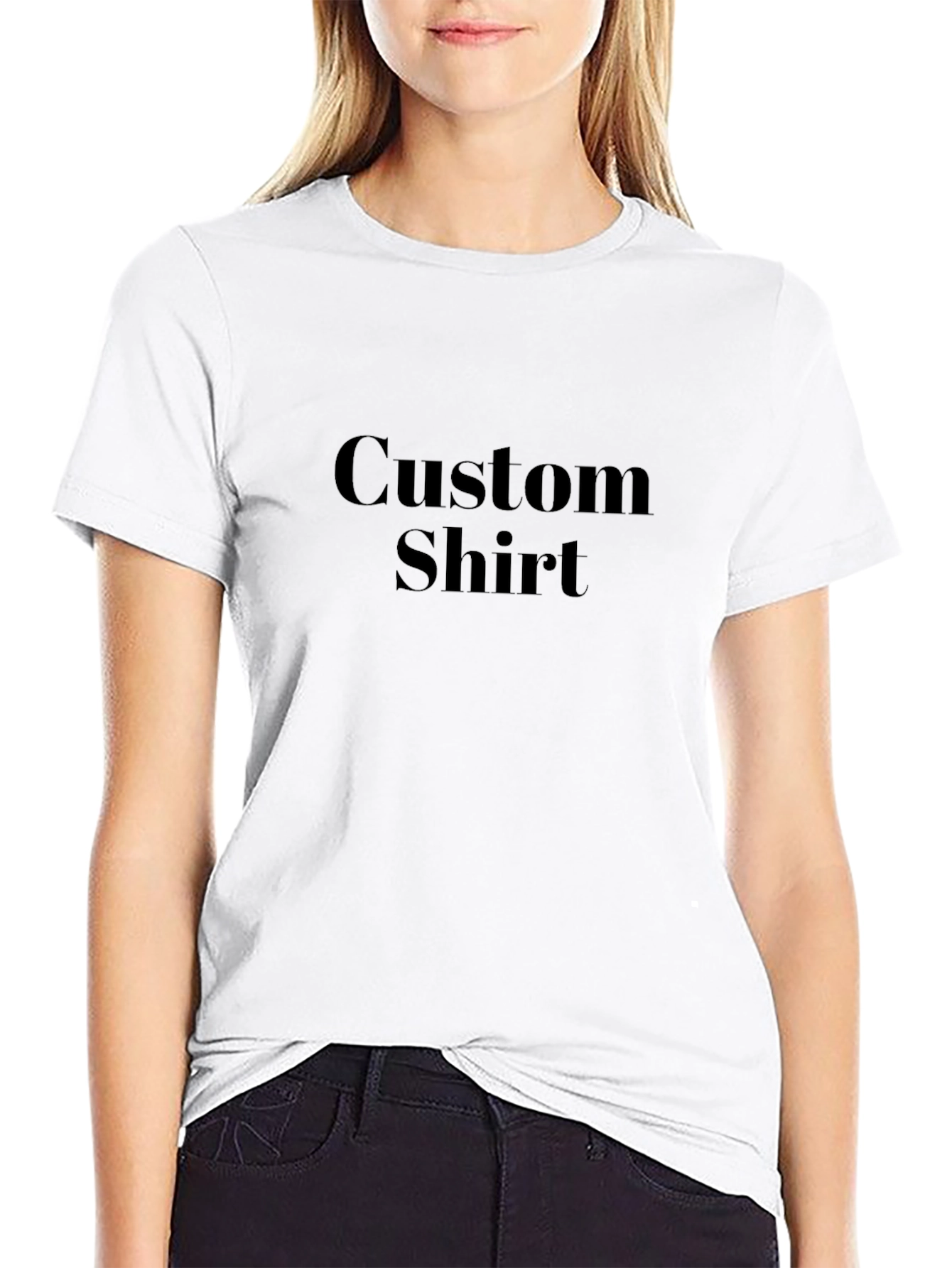 Customizable Black Cotton T-Shirt