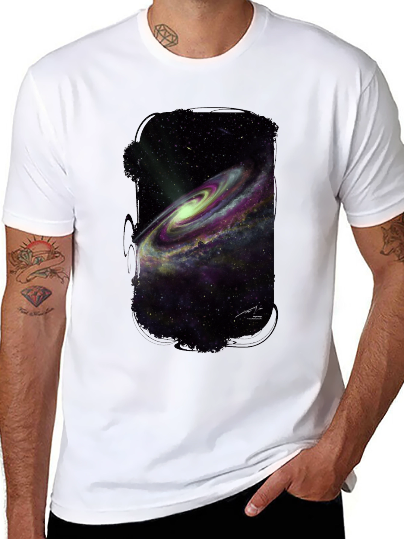 Galaxy Print Black T-Shirt
