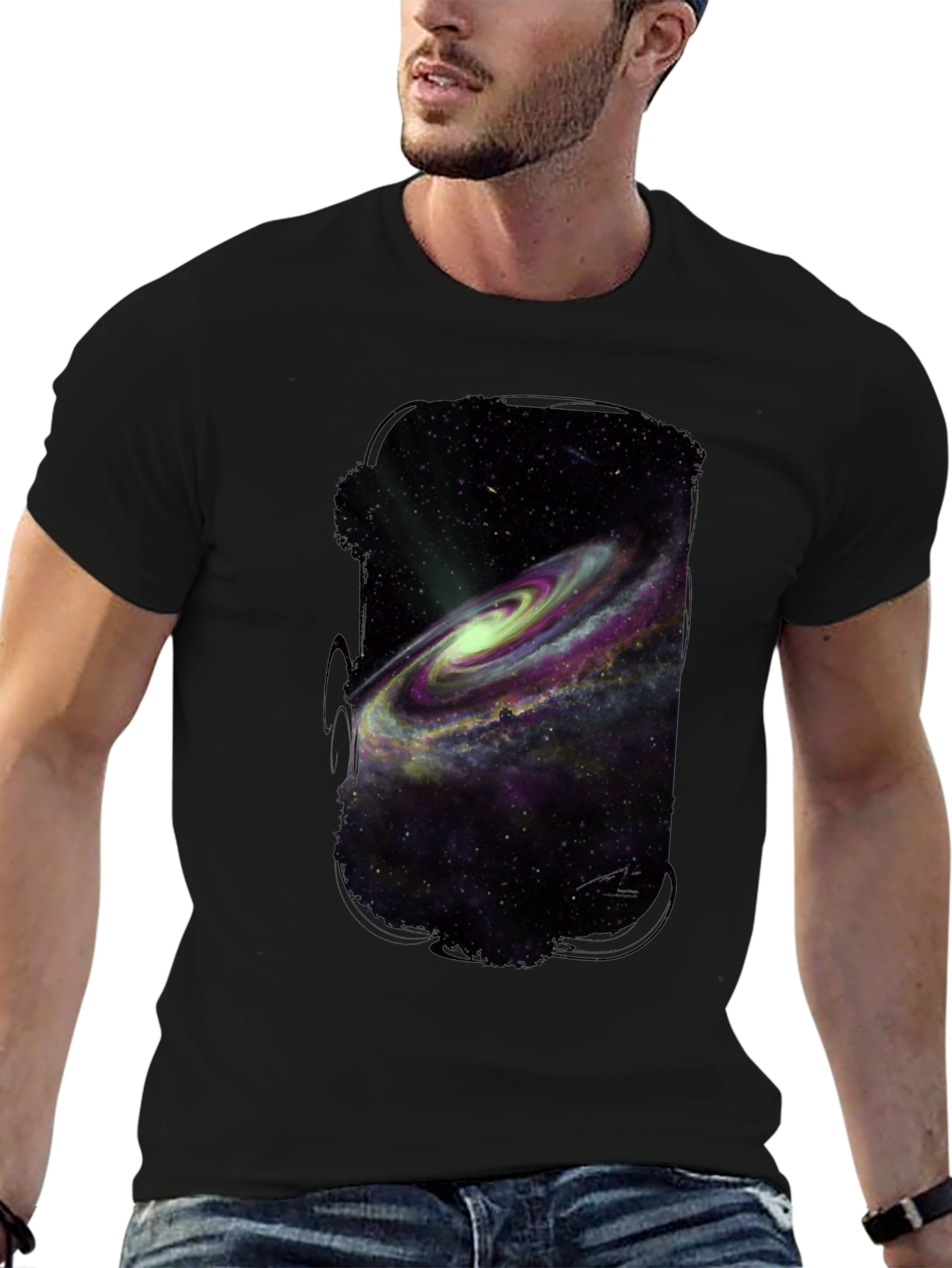 Galaxy Print Black T-Shirt