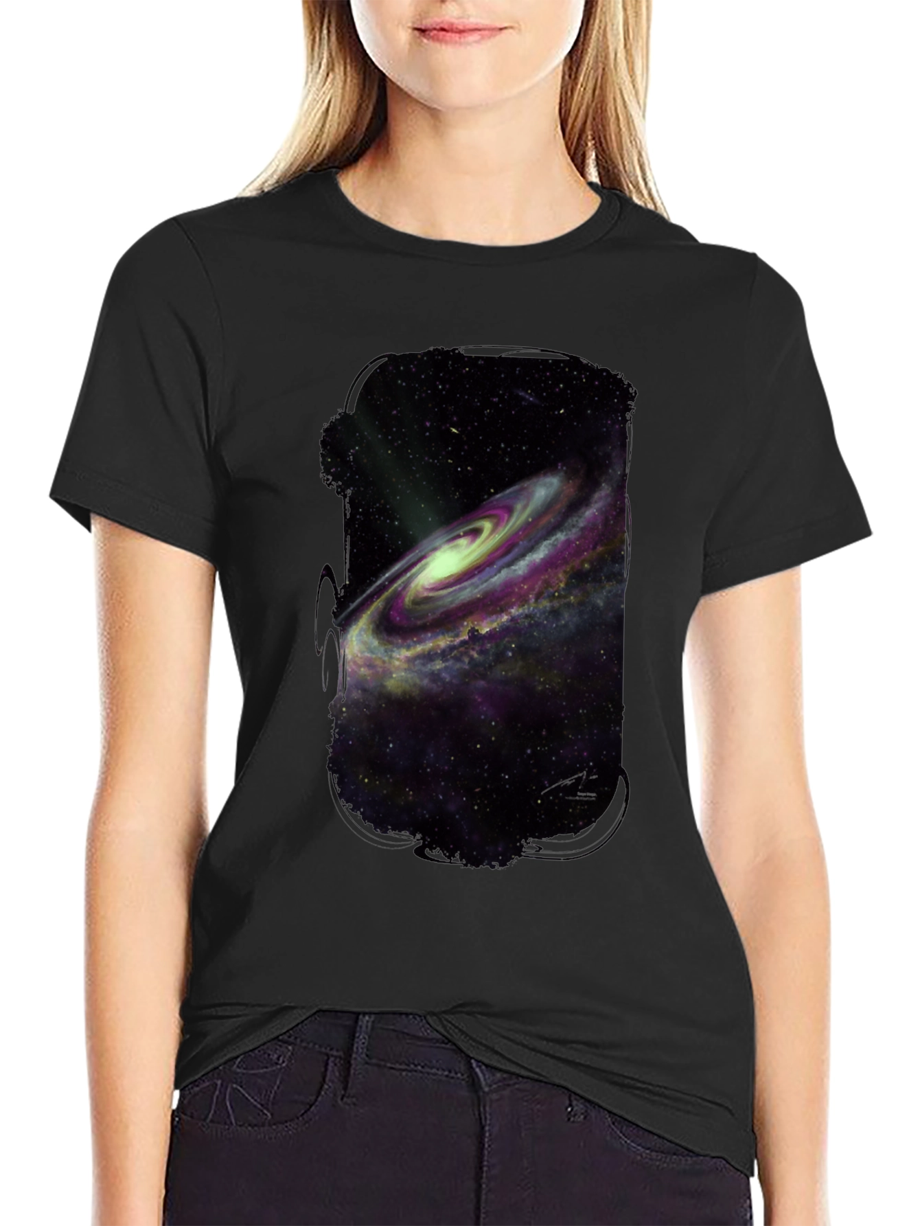 Galaxy Print Black T-Shirt