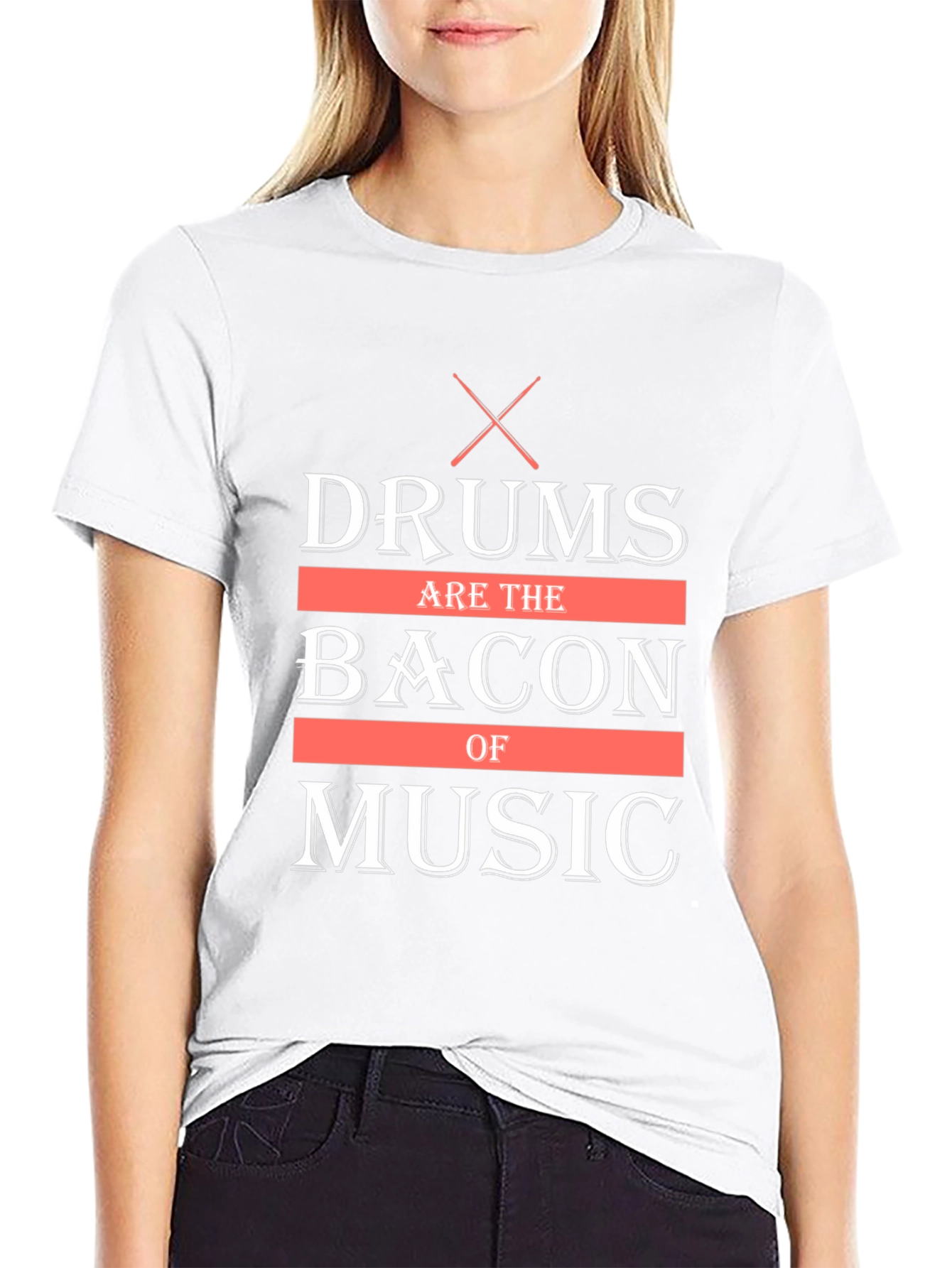 Drums Are The Bacon of Music Black T-Shirt