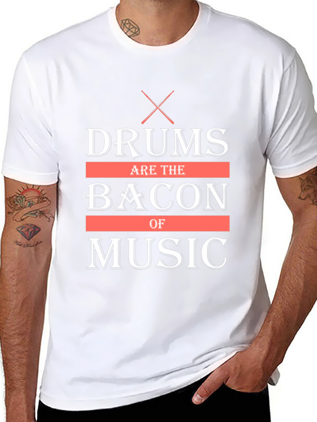 Drums Are The Bacon of Music Black T-Shirt
