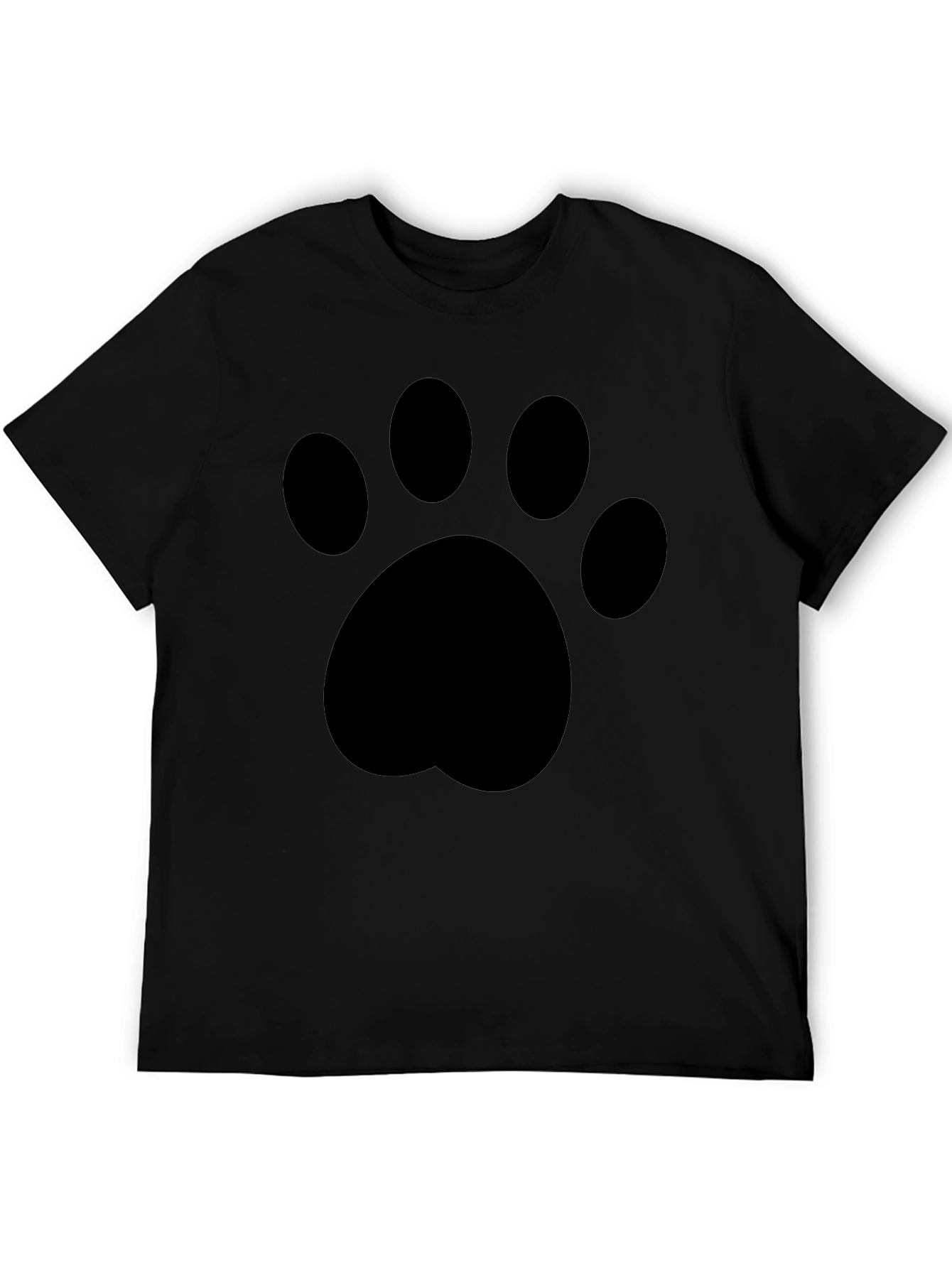 Black T-Shirt with Paw Print Graphic