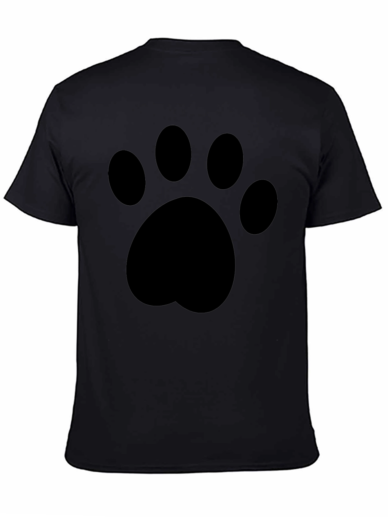 Black T-Shirt with Paw Print Graphic