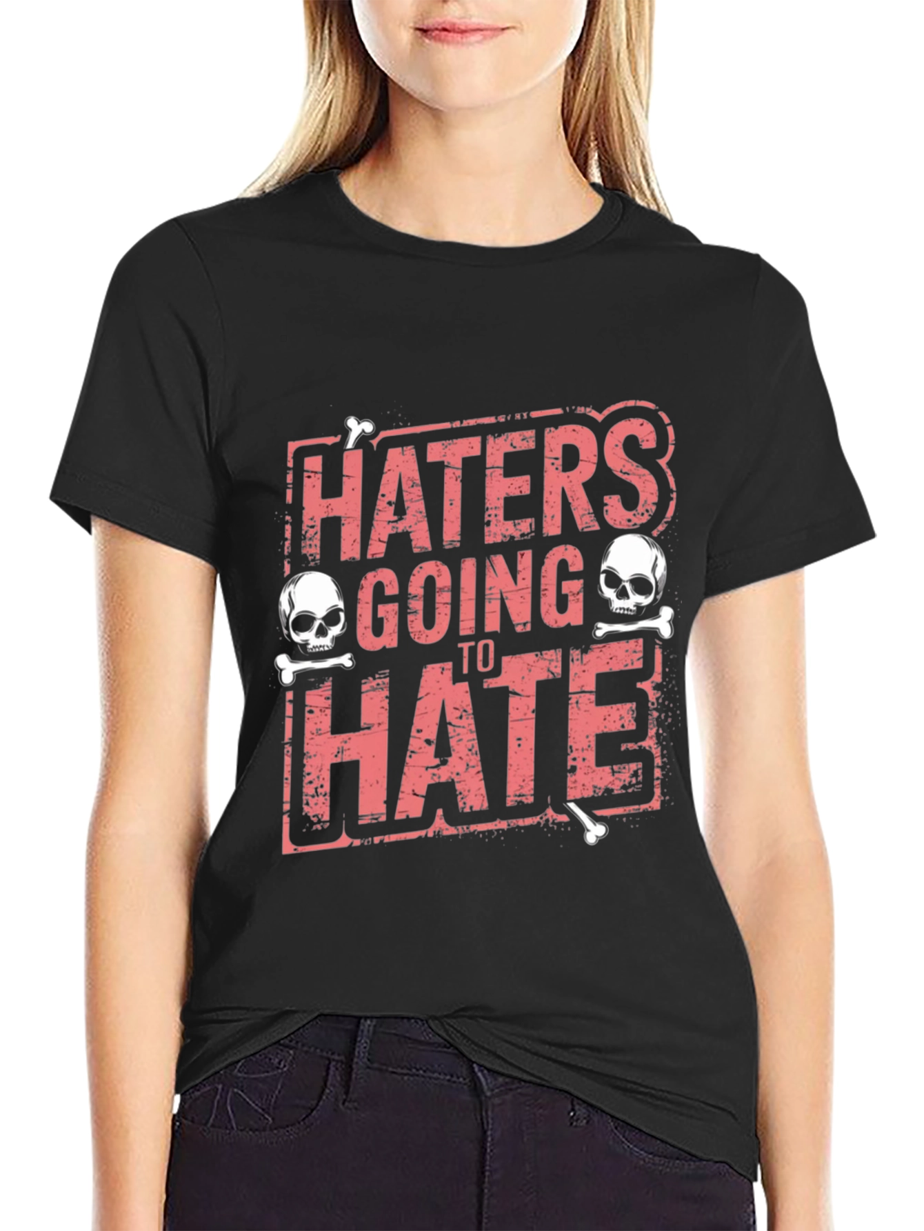 Haters Going to Hate Skull Graphic T-Shirt