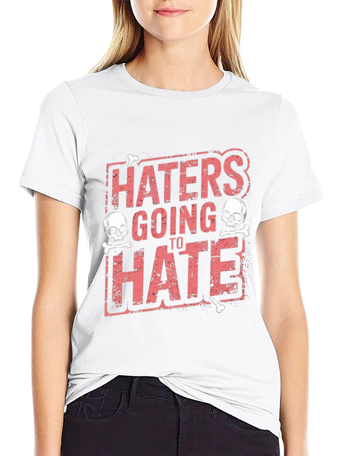 Haters Going to Hate Skull Graphic T-Shirt
