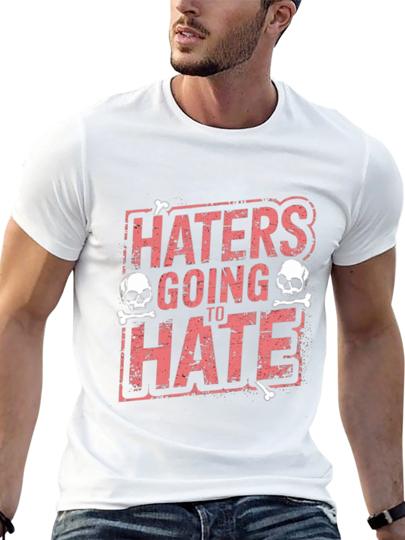 Haters Going to Hate Skull Graphic T-Shirt