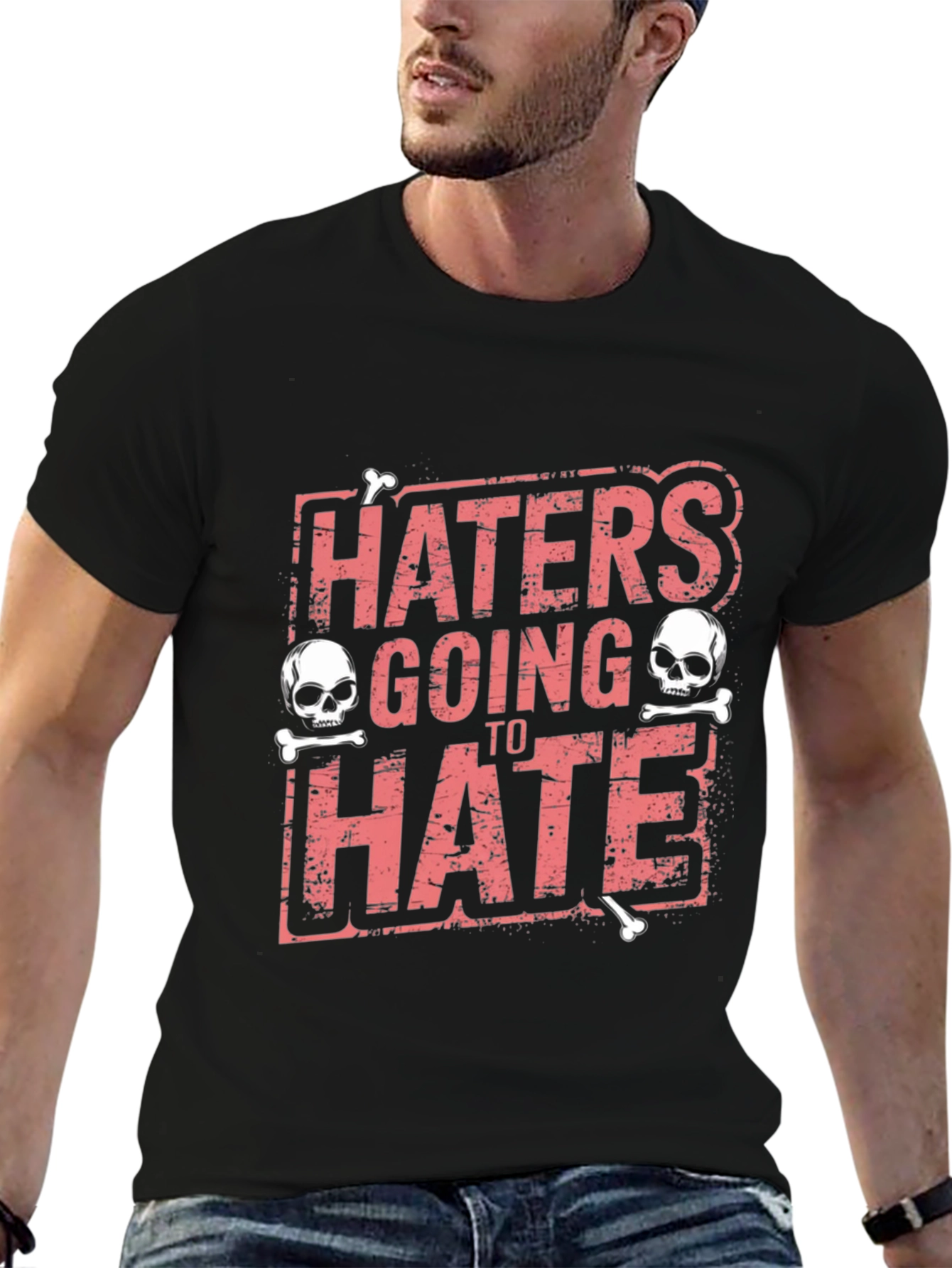 Haters Going to Hate Skull Graphic T-Shirt