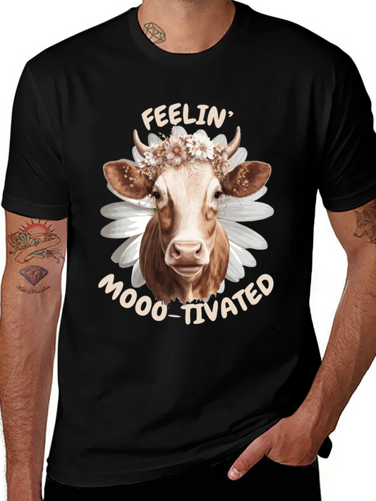 Feelin Moo-tivated Cow Graphic Tee