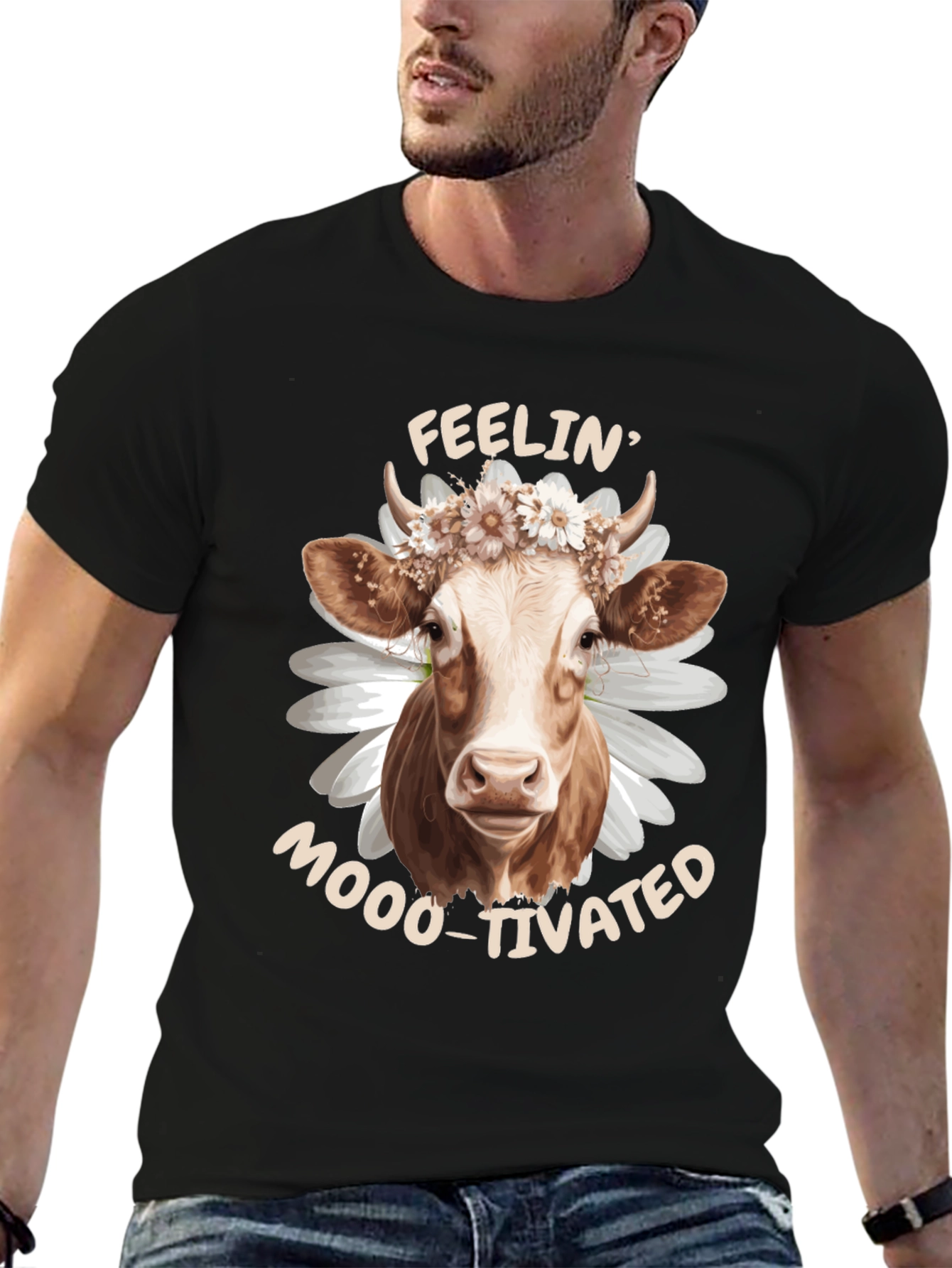 Feelin Moo-tivated Cow Graphic Tee