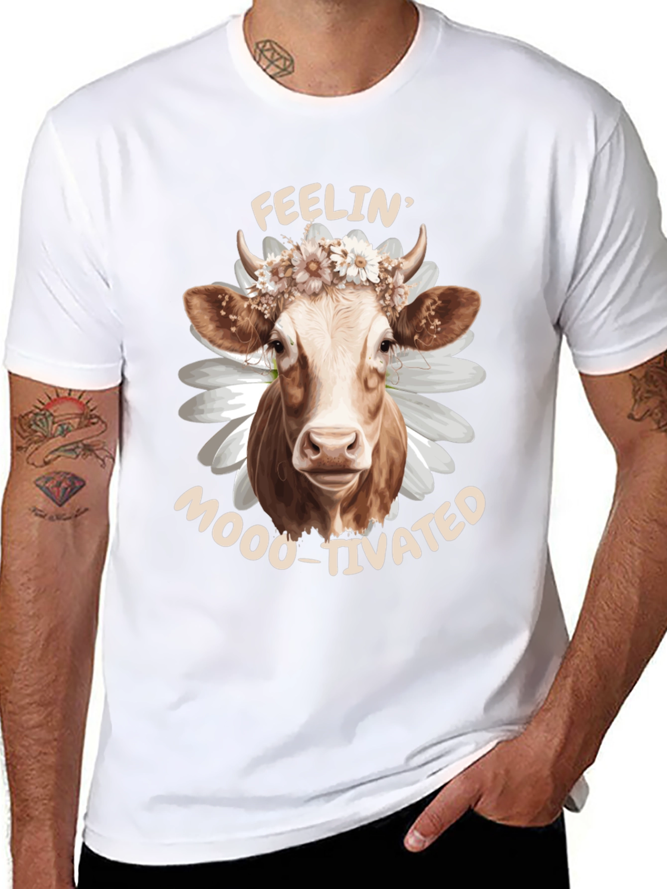 Feelin Moo-tivated Cow Graphic Tee