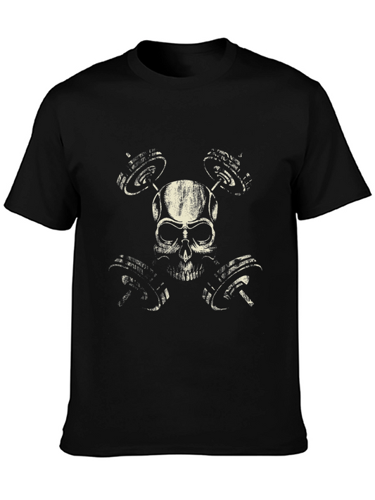 Skull Dumbbell T-Shirt - Gym Fitness Apparel