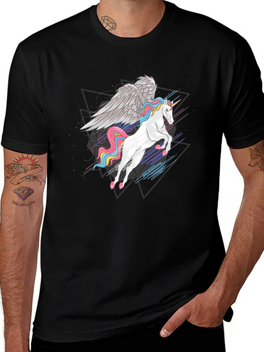 Unicorn Pegasus Graphic Tee - Mens Black T-Shirt