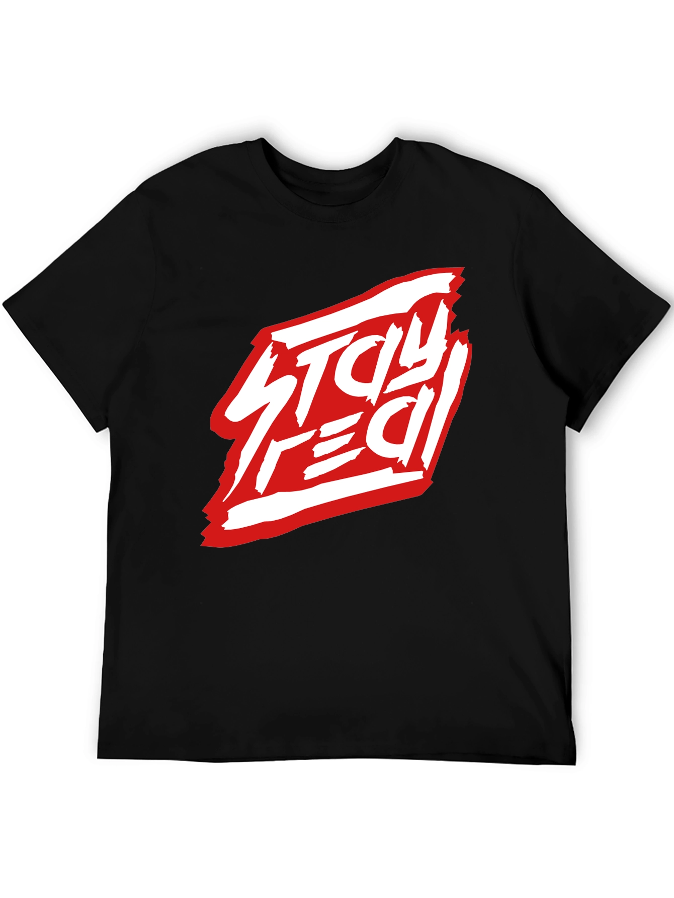 Stay Real Black Graphic Tee - Modern Streetwear Style
