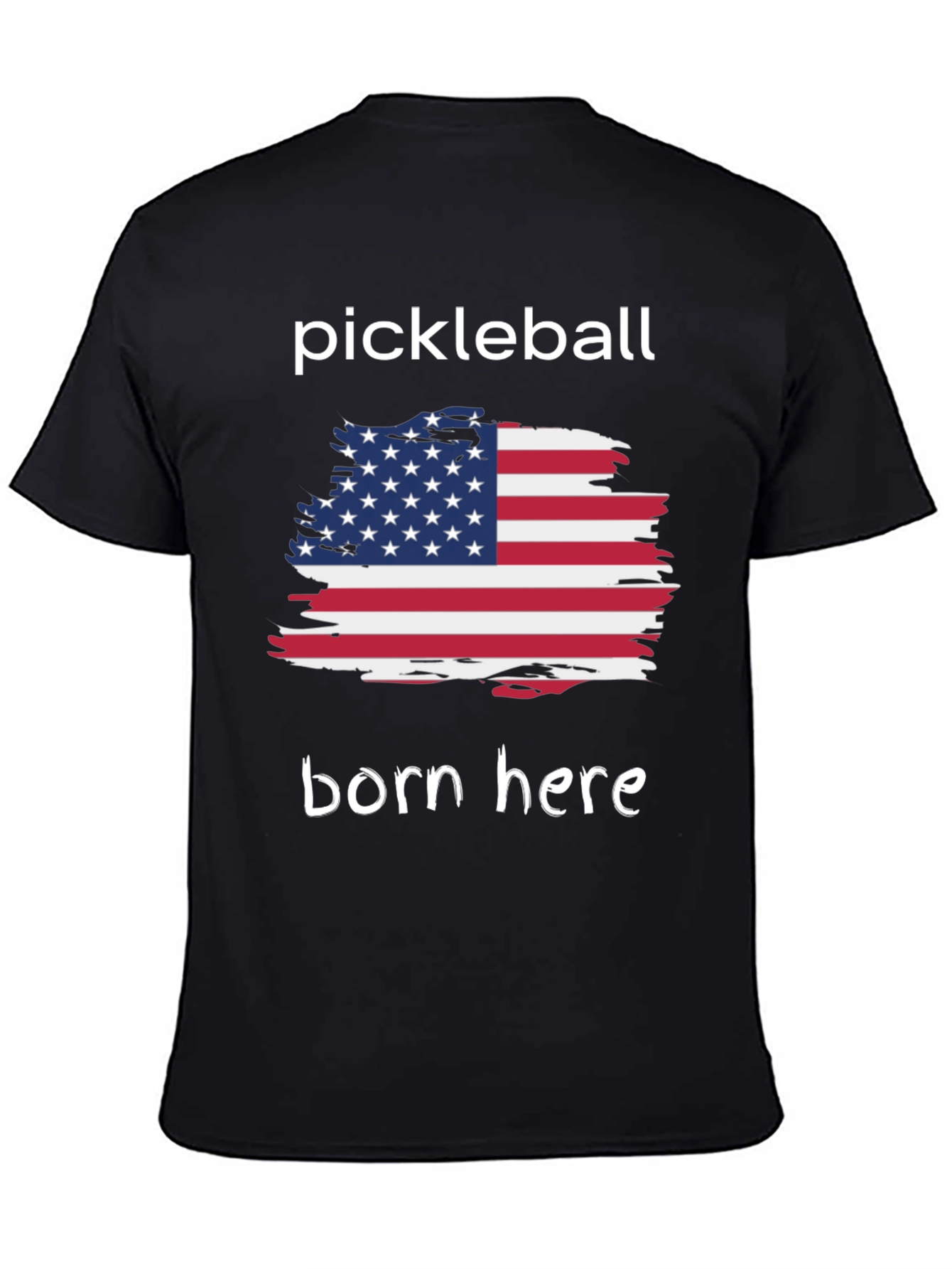 Pickleball Born Here USA Flag Graphic Tee