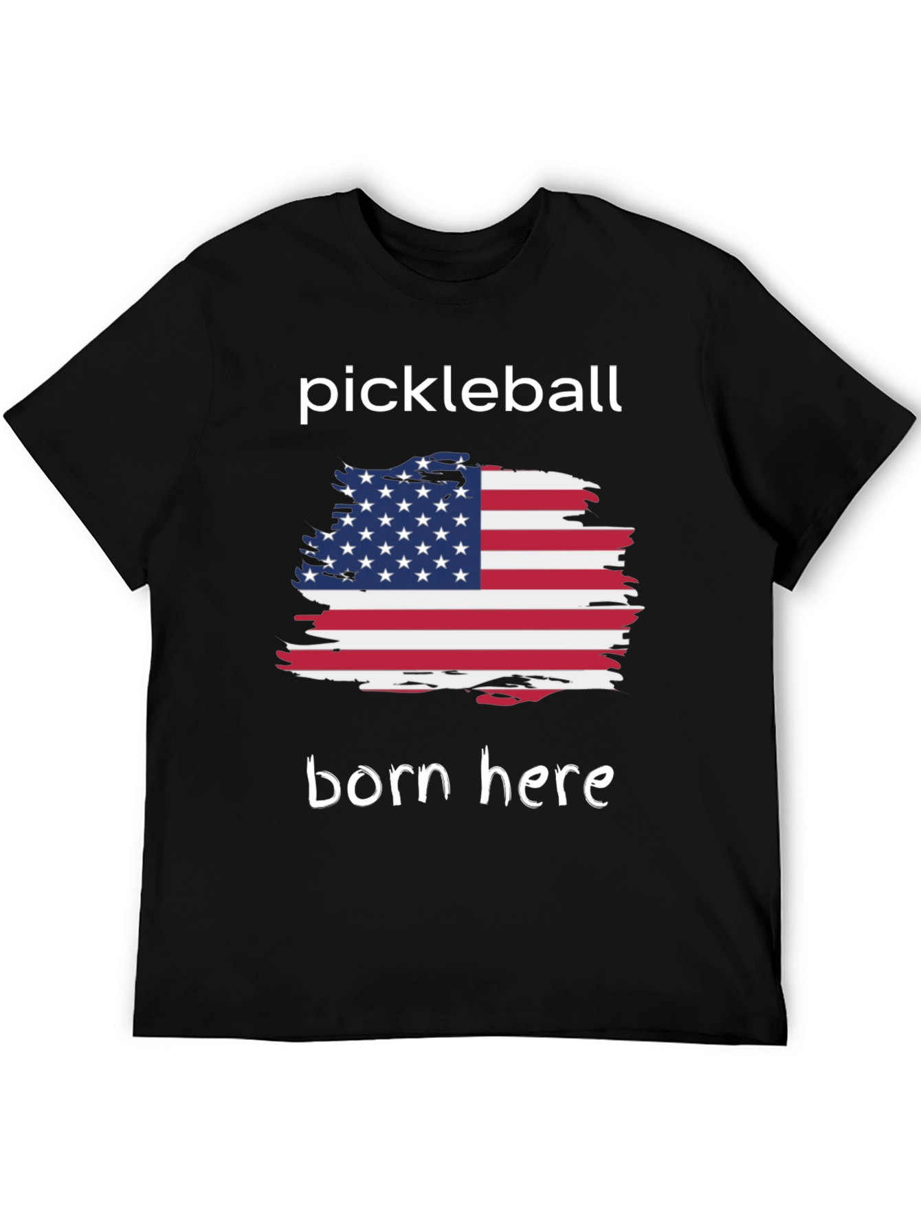 Pickleball Born Here USA Flag Graphic Tee