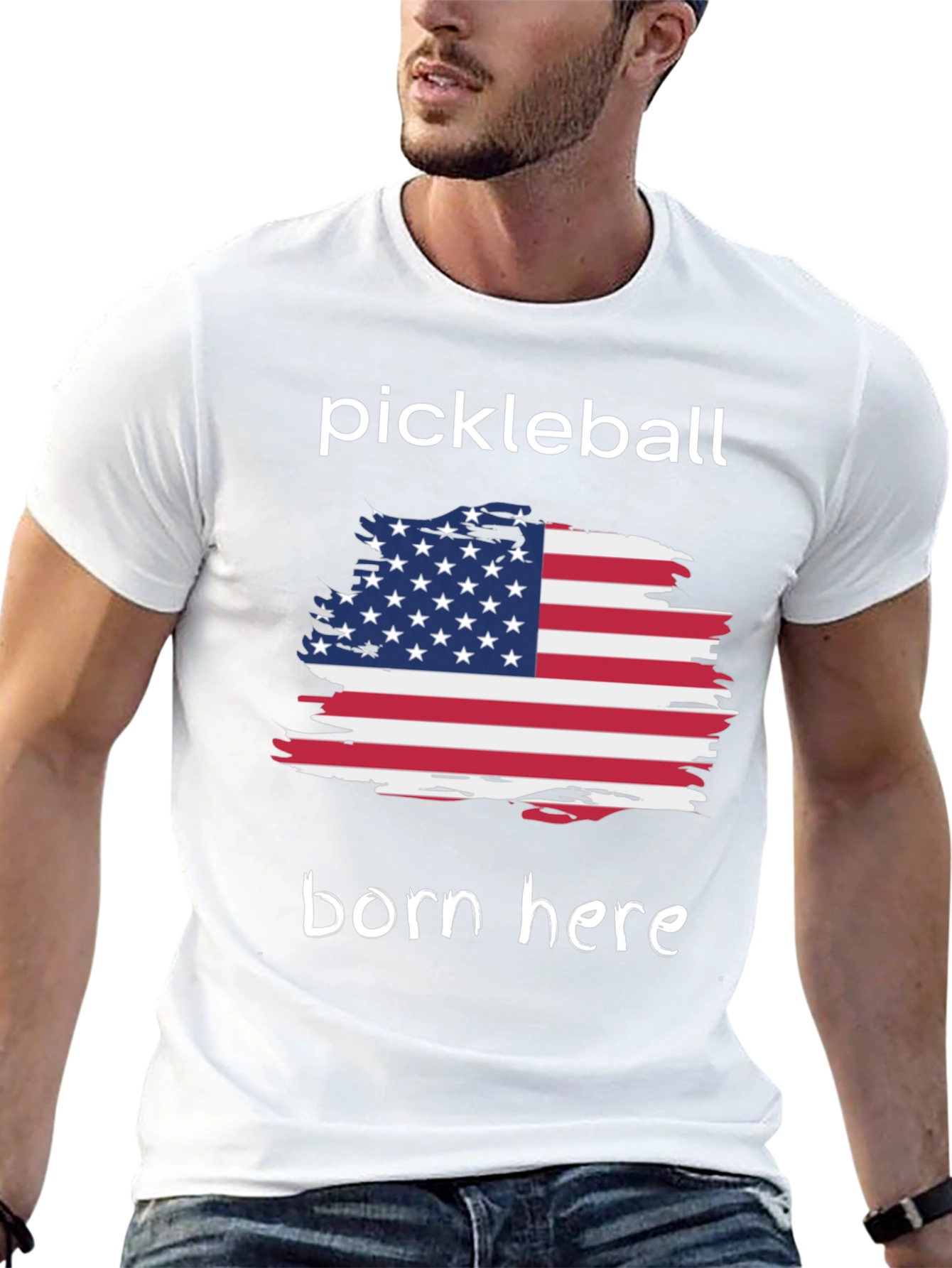 Pickleball Born Here USA Flag Graphic Tee