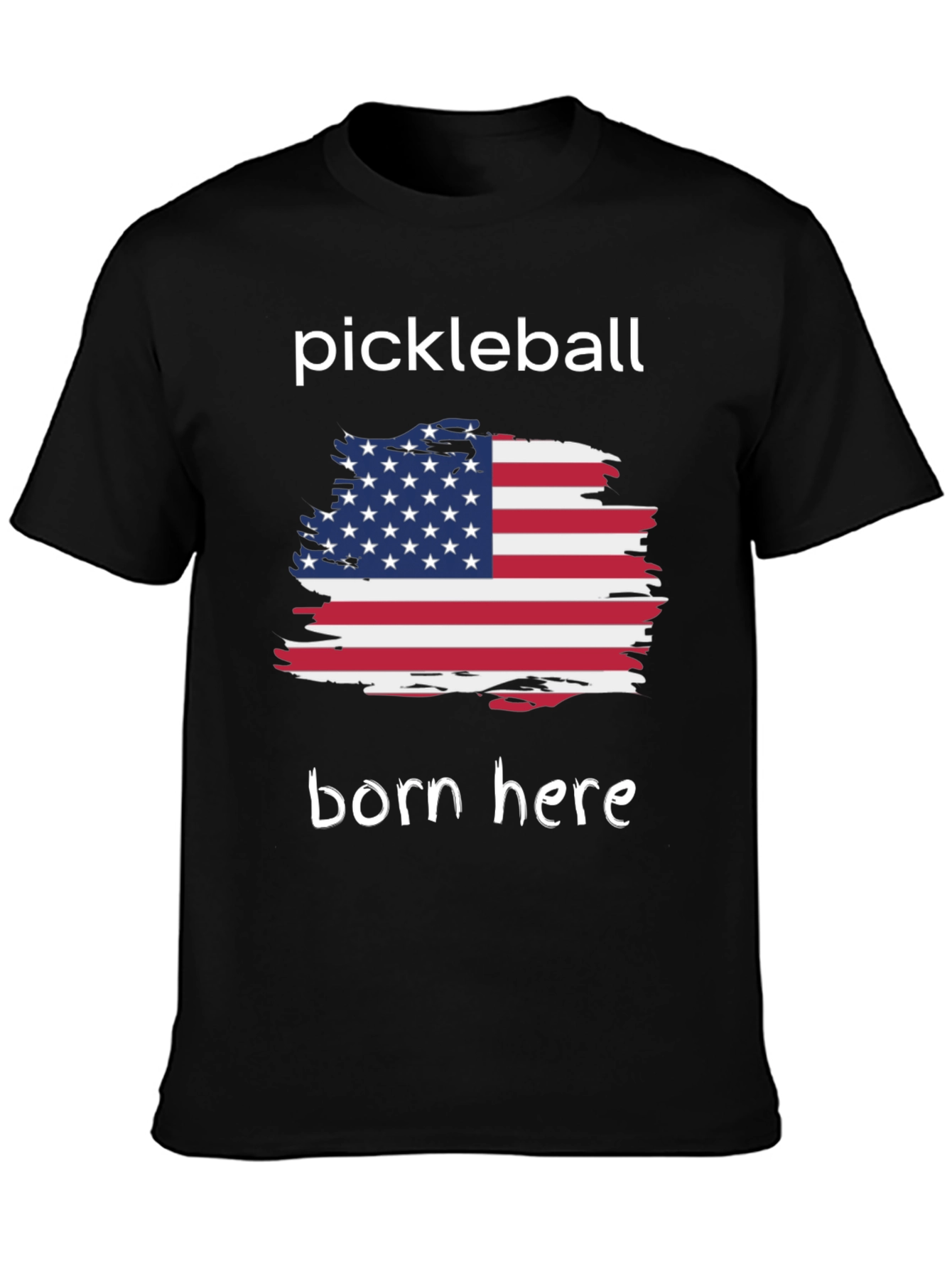Pickleball Born Here USA Flag Graphic Tee
