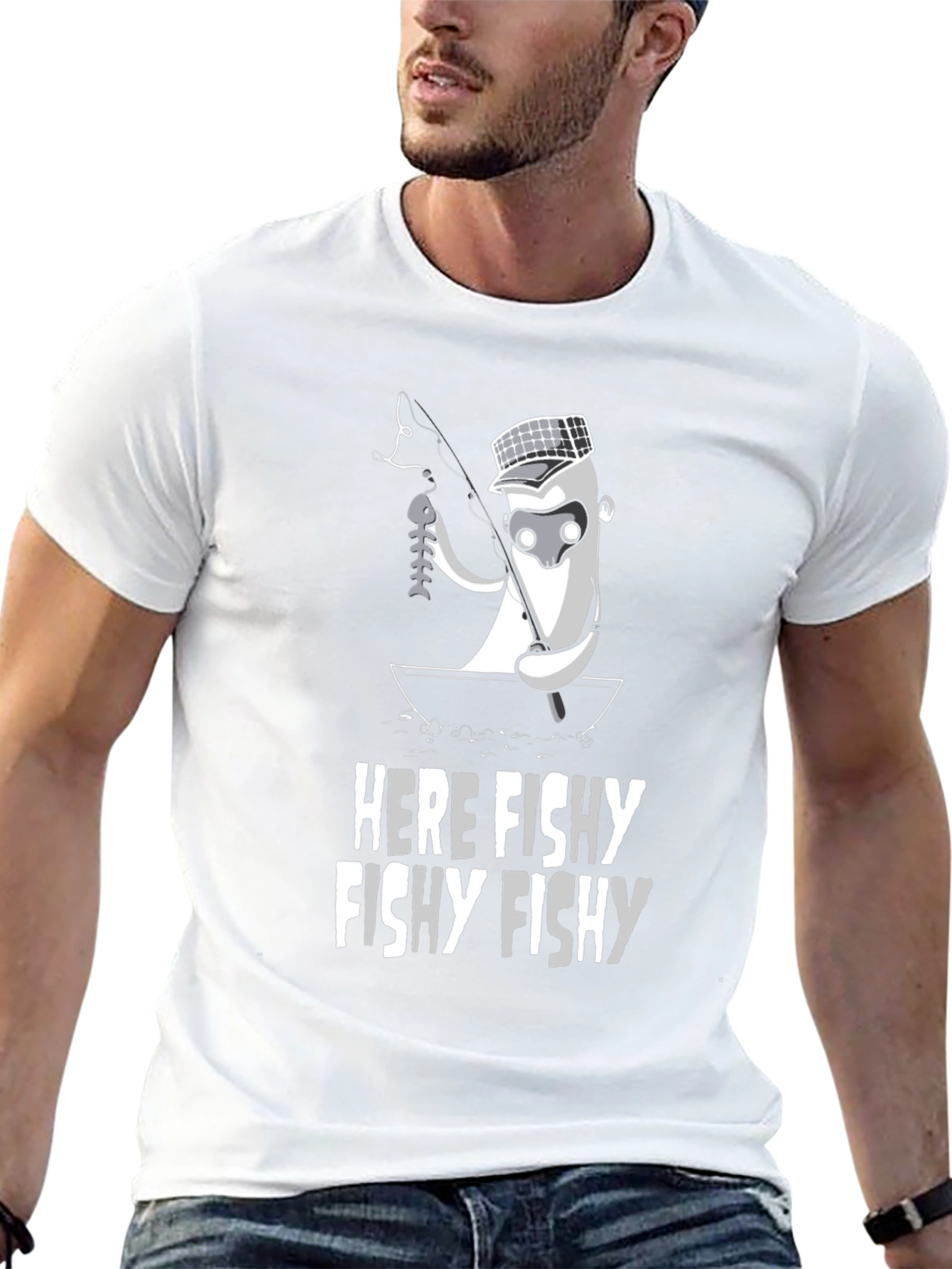 Here Fishy T-Shirt - Funny Fishing Graphic Tee