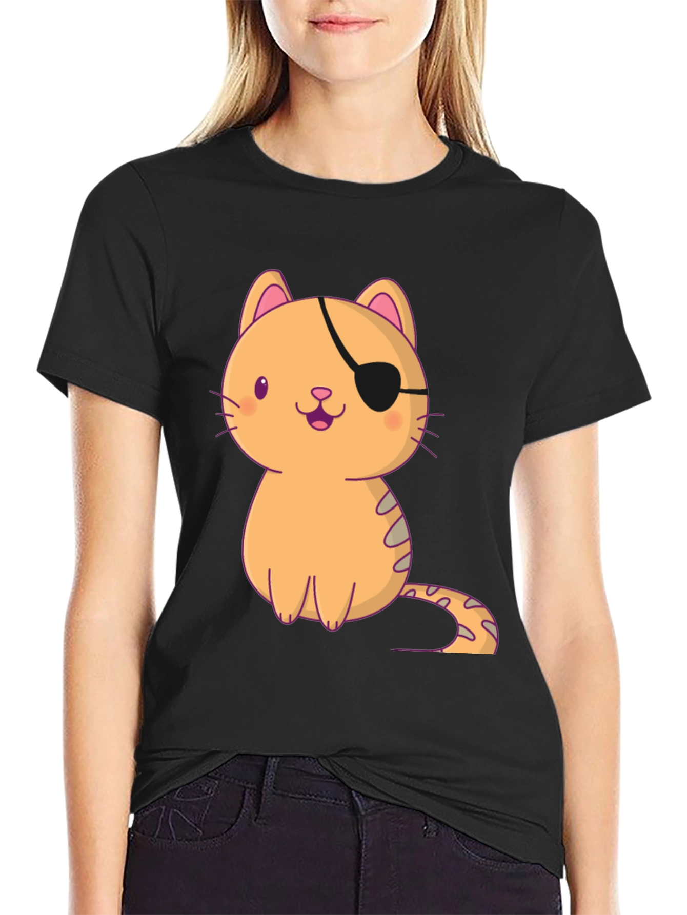 Pirate Cat Graphic T-Shirt - Cute Kitten Design